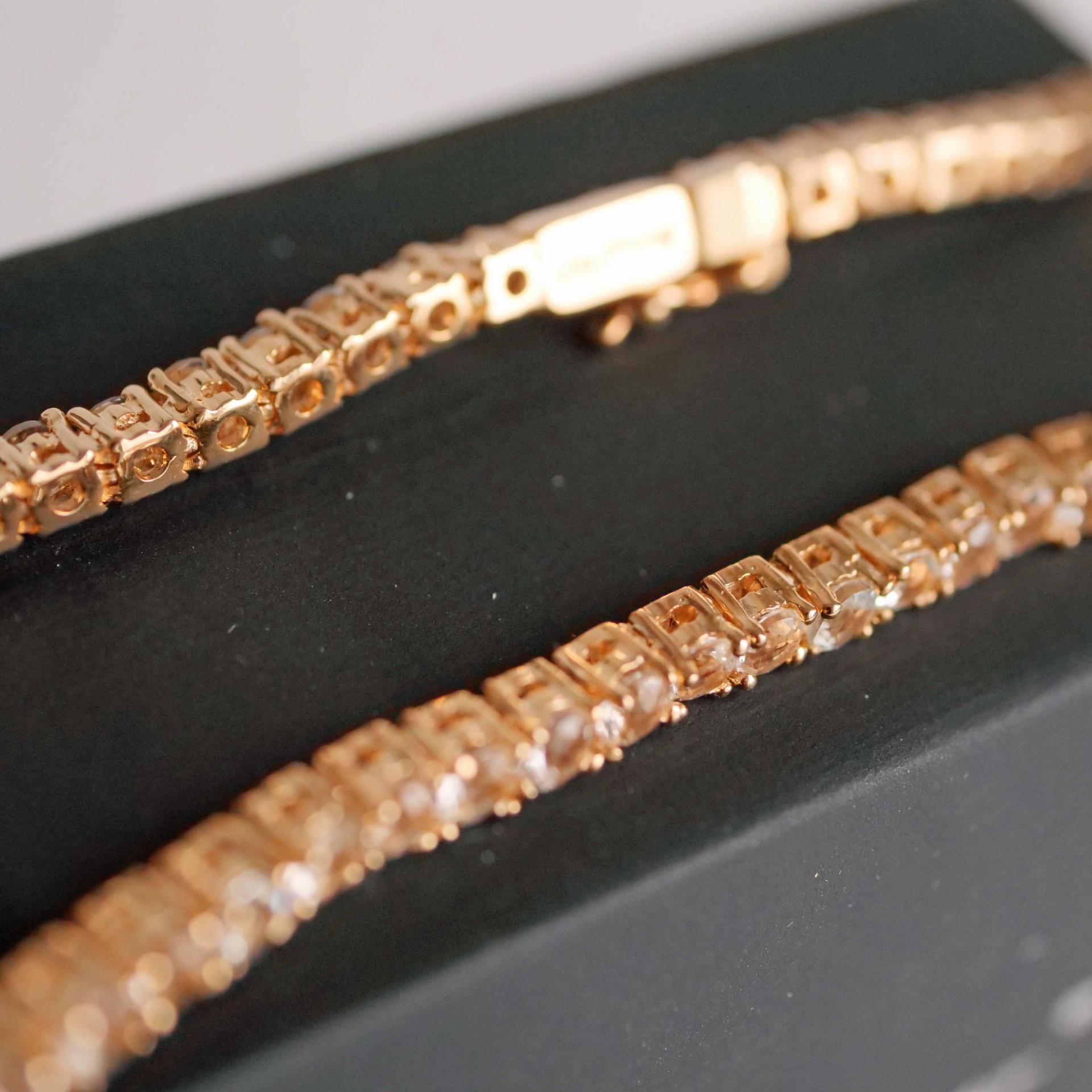 Chilango Tennis Bracelet 925 Silver 18 kt Gold Plated  19,5 cm lenght Rock Crystals