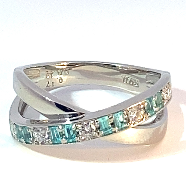 TOP Selection Paraiba Brilliant Ring 0.17 ct 0.16ct 950 Platinum with particularly pure Gemstones