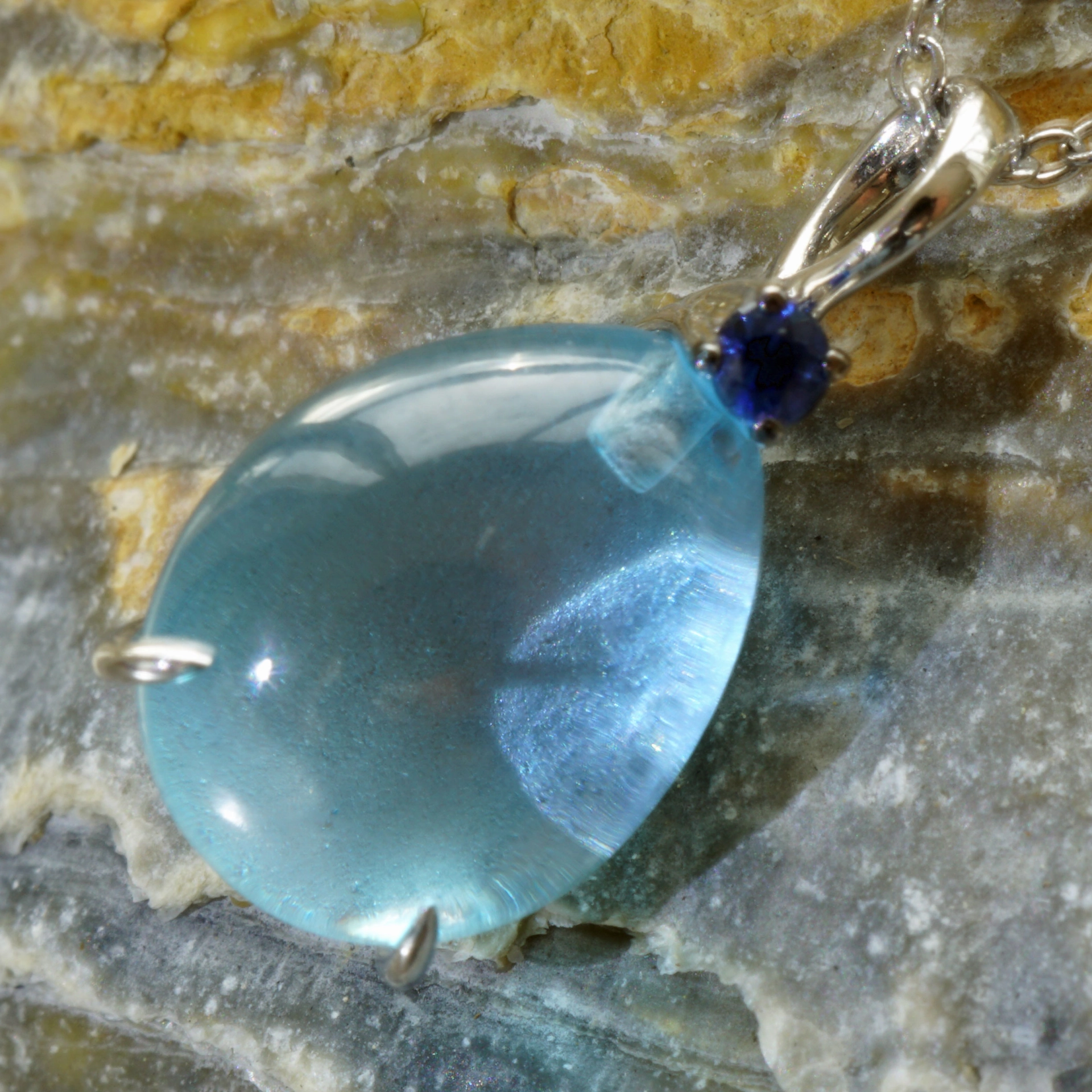 Waterdrop Pendant...soo sweet...with bluetopaz and saphire...made in Italy