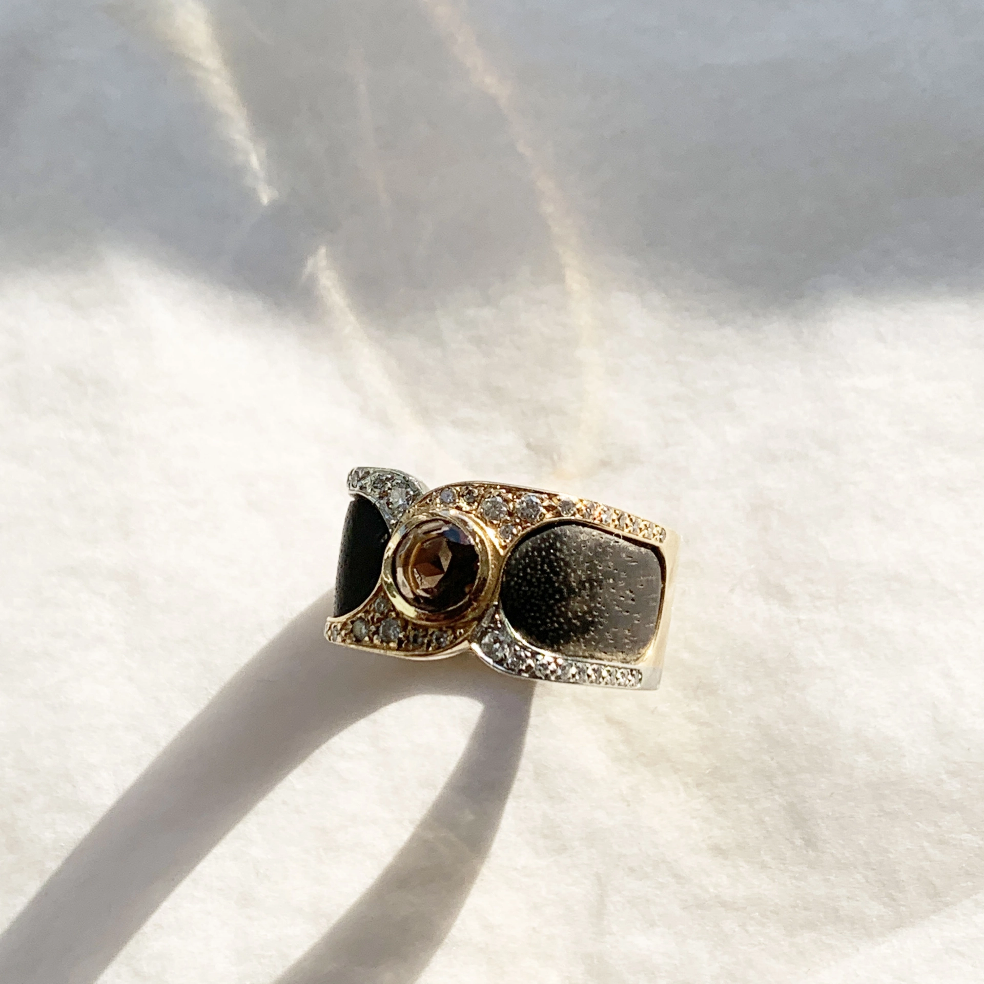 Goldsmith Hightlight..Ebony, Diamonds and Smokeyquartz...18kt Gold