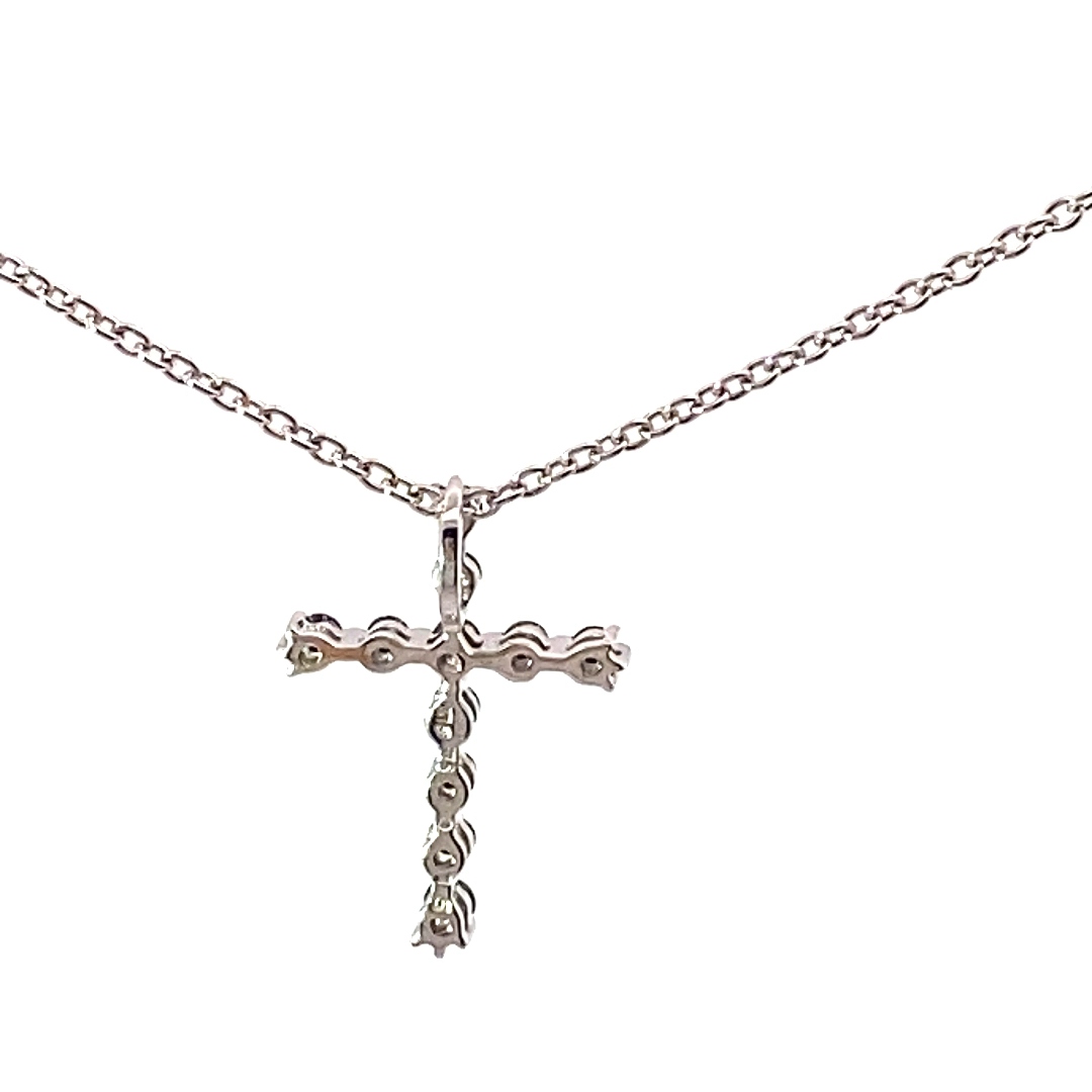 Black Diamond Brilliant Cross Pendant 0.15 ct 18 kt White Gold 