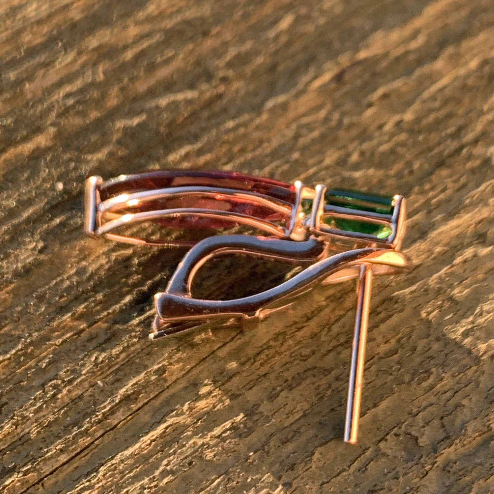 Tsavorith Rhodolith Ohrhänger m. Stecker 750er Rosegold 4.82 ct 1.22 ct...DRAGONIA
