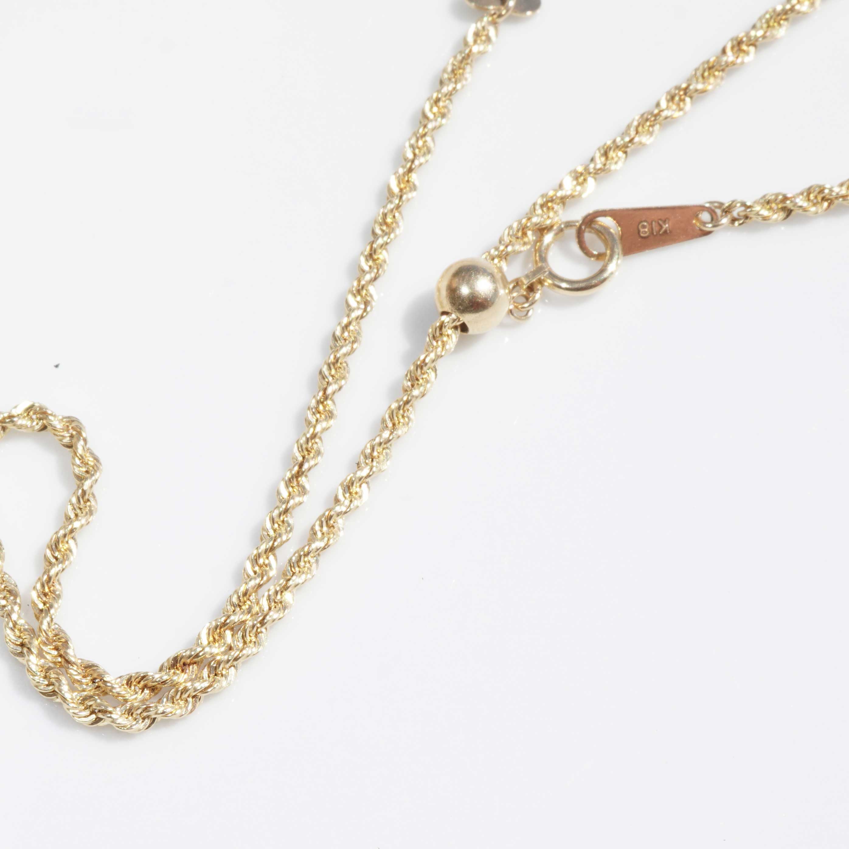 Kordelkette 750er Gelbgold 4 Gramm mit verschiebbaren Federring Verschluss 62 cm Länge