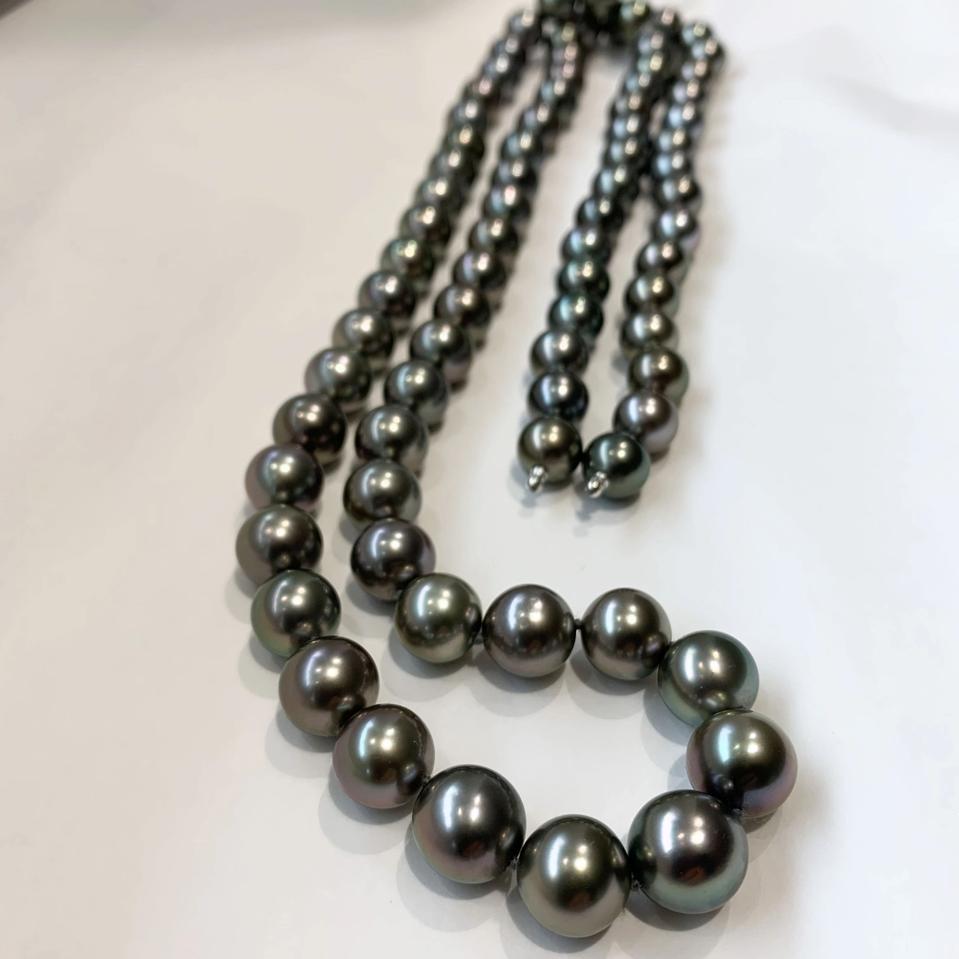 Tahiti Zuchtperl Collier lang 90 cm 10 x 12,5 mm AAA+ sehr fein
