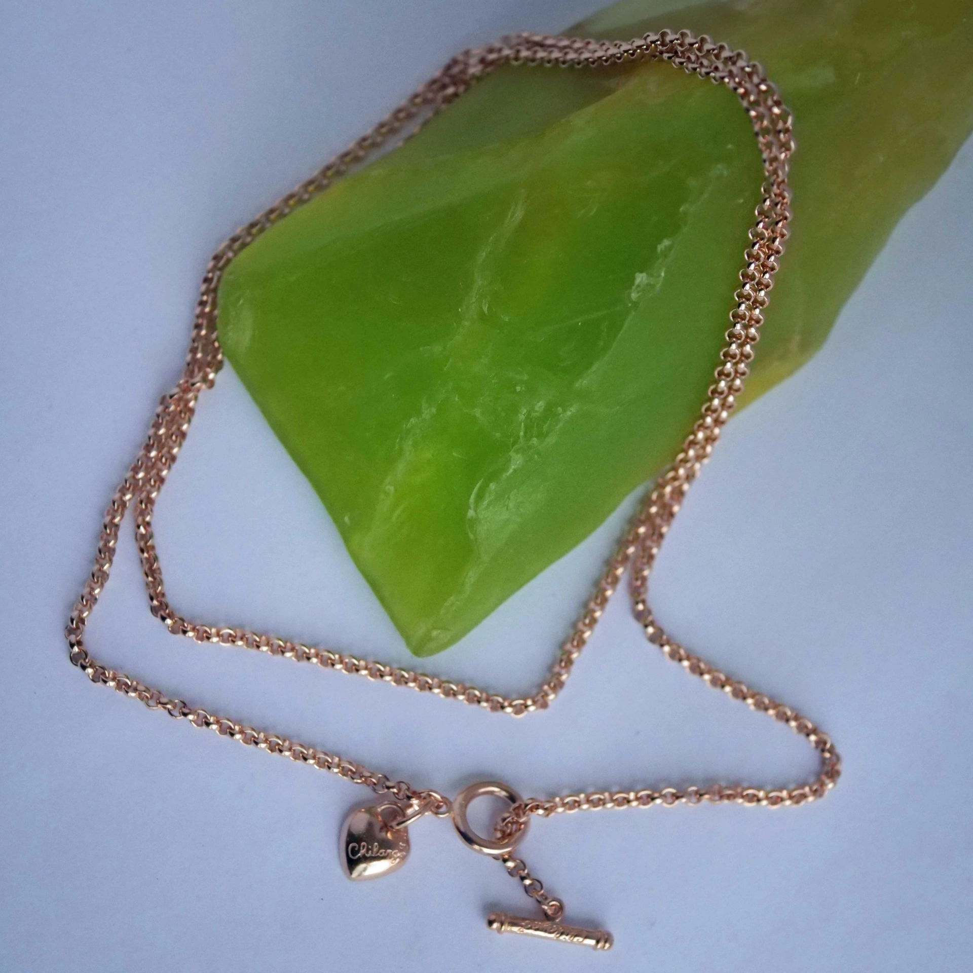 Chilango Necklace in 85 cm fine Luxury 925 Silver 18 kt rosegold plated 3 mm