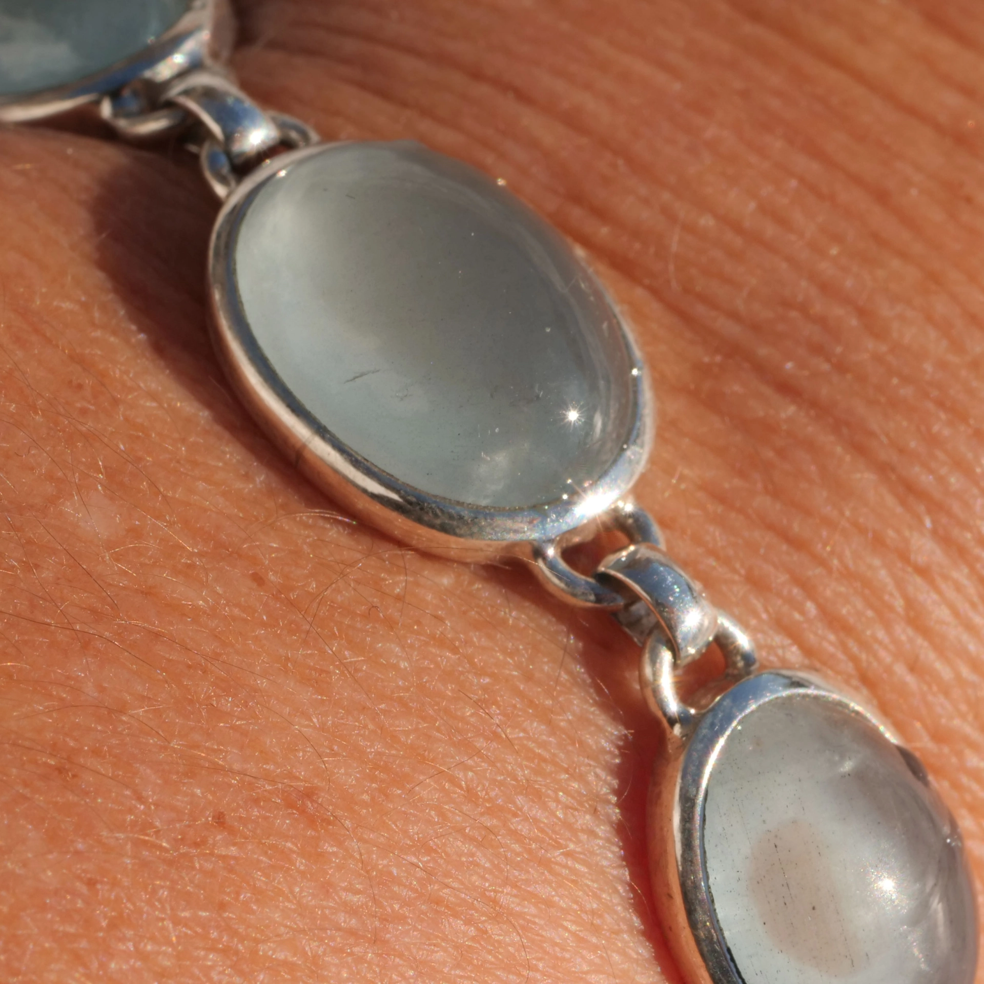 Aquamarine Cabochon Bracelet 925 Silver modern Style
