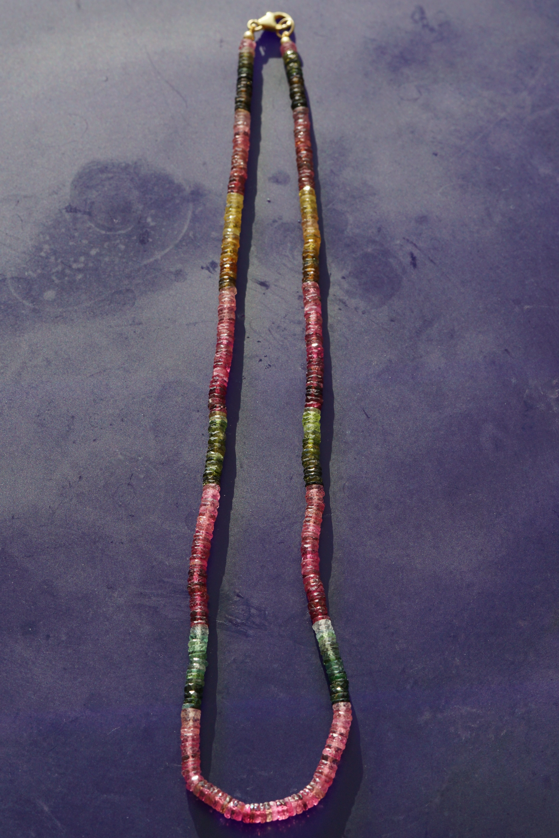 Tourmaline Necklace 585/14 kt Yellow gold ... the famous variety of Colors