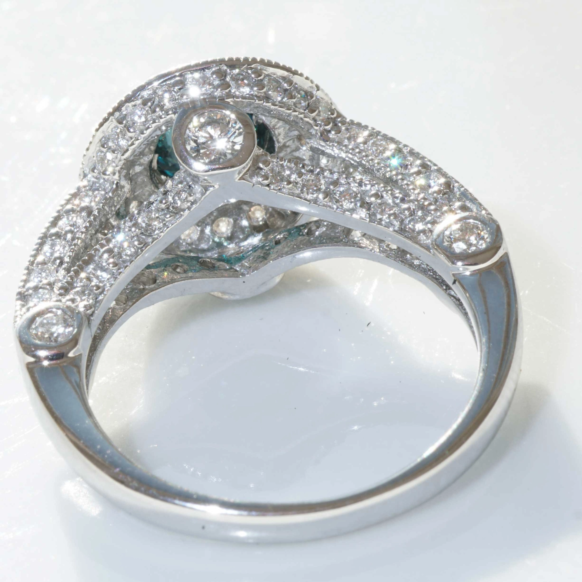 Diamond Ring with blue and white Diamonds 1.81 ct...exciting handmade