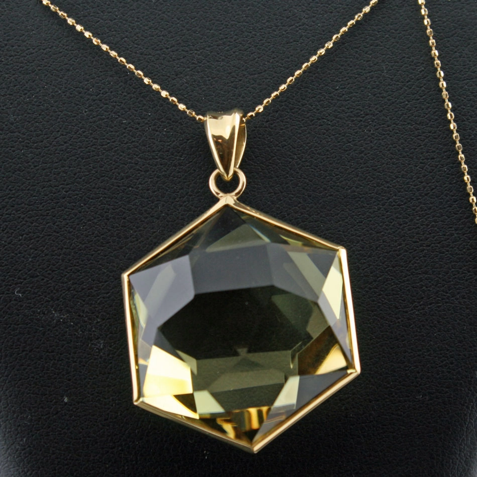 Lemon-Citrin-Anhänger mit Kette, 750er-Gelbgold
