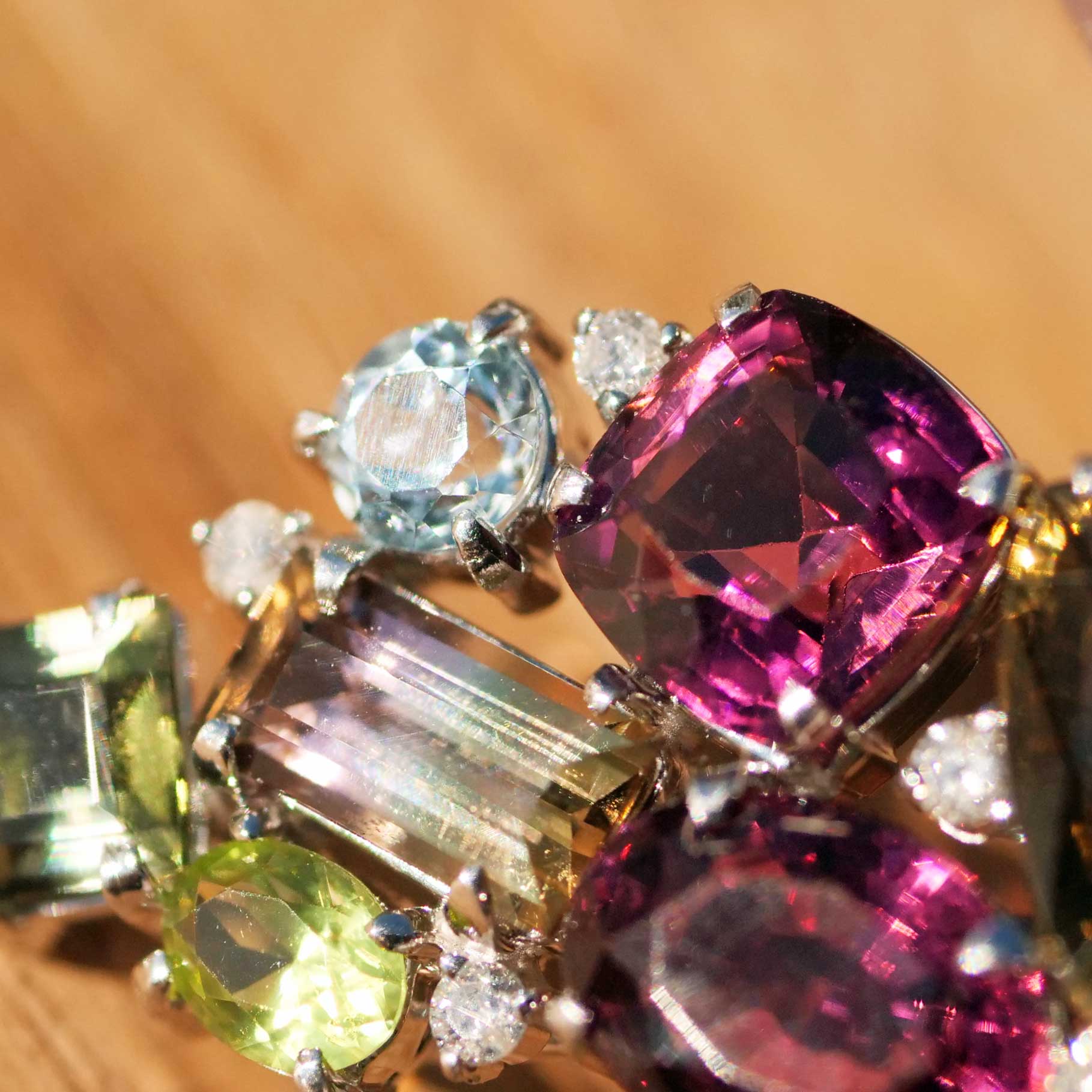Tourmaline Brilliant Pendant 750 White Gold... rare colors... pink, bicolor, yellow total 7 ct