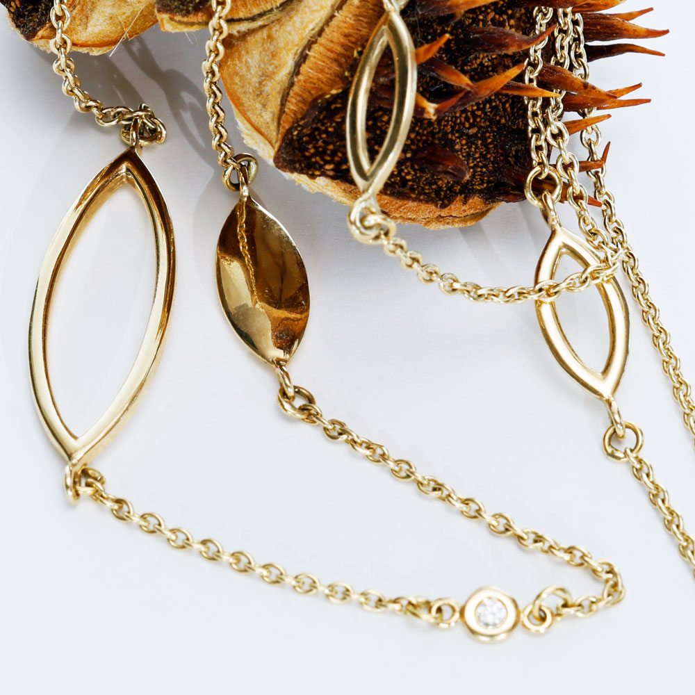Brilliant Necklace by Silhouette Jewellery Pforzheim in 585 Yellow Gold 0.06 ct W SI
