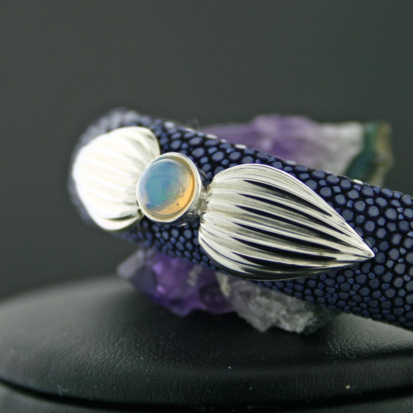 Opal-Rochenhaut-Ring, 925/-Silber