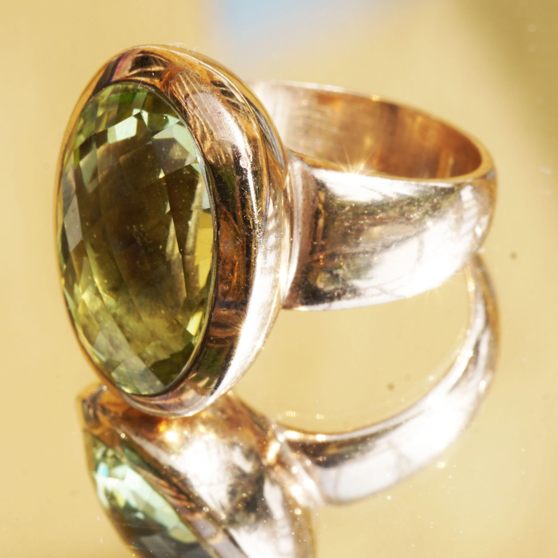 Lemoncitrin Ring 18 ct Silver Rosegold Plated....Wow Jewelry