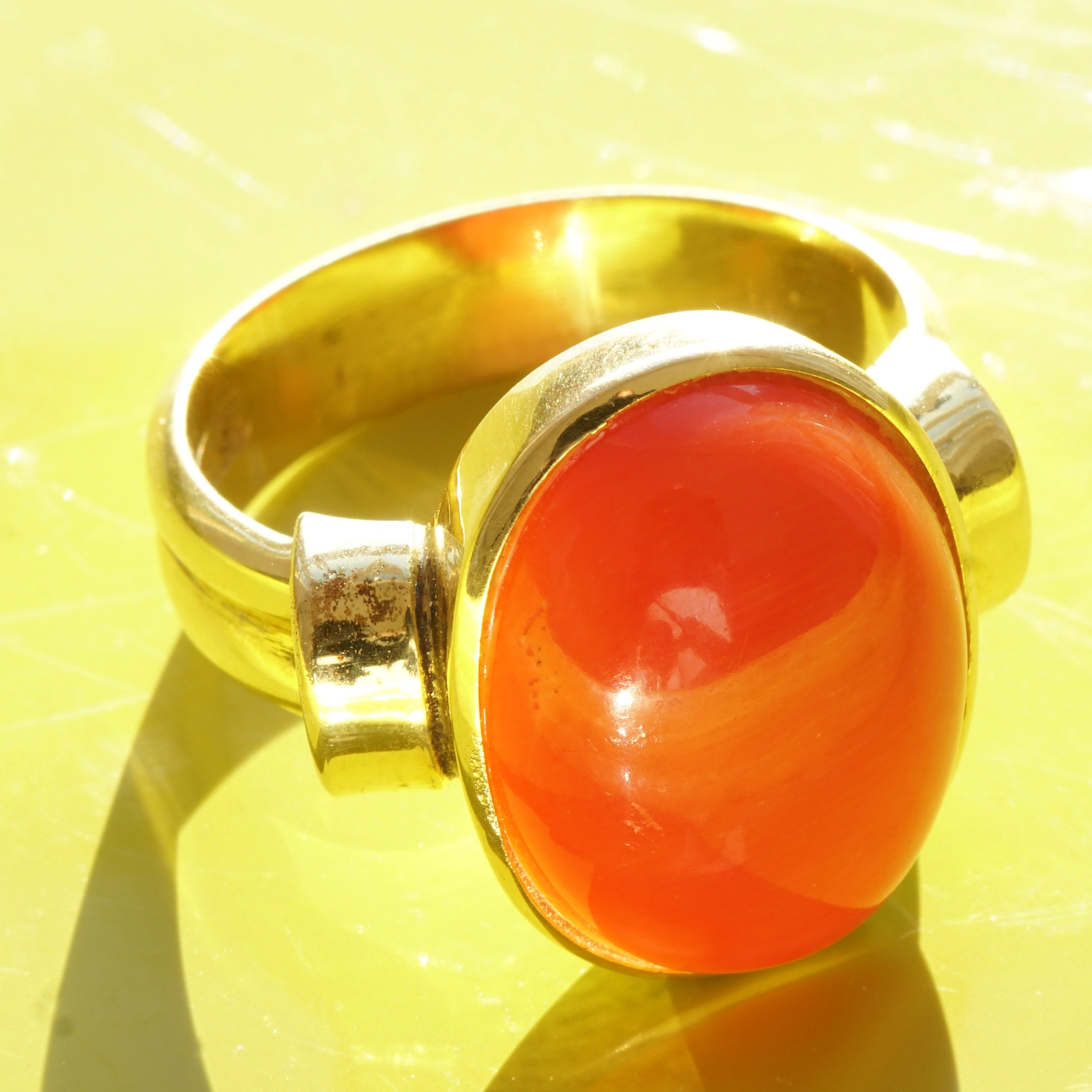 Sardegna Korall Ring 585er Gelbgold Vintage Mittelmeer Koralle 60er Jahre