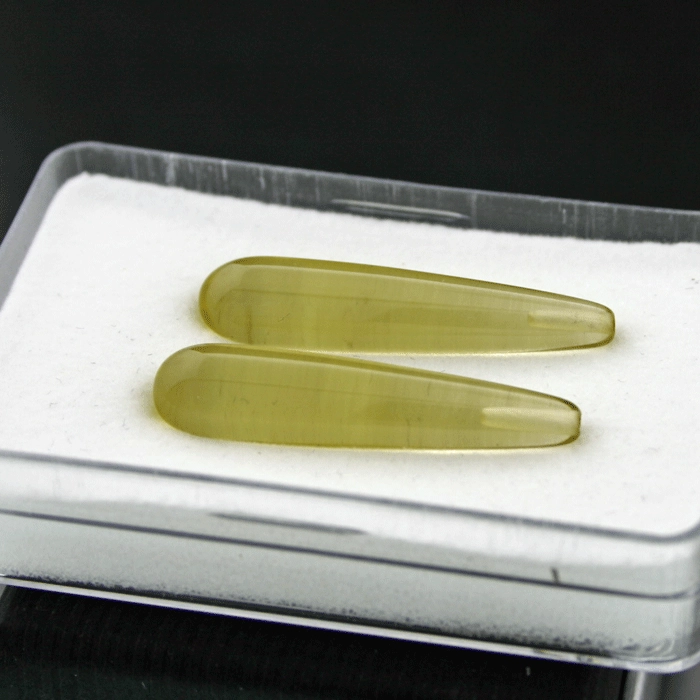 Lemon Citrin (beh.), Pampel, angebohrt, ca. 30 x 7 mm