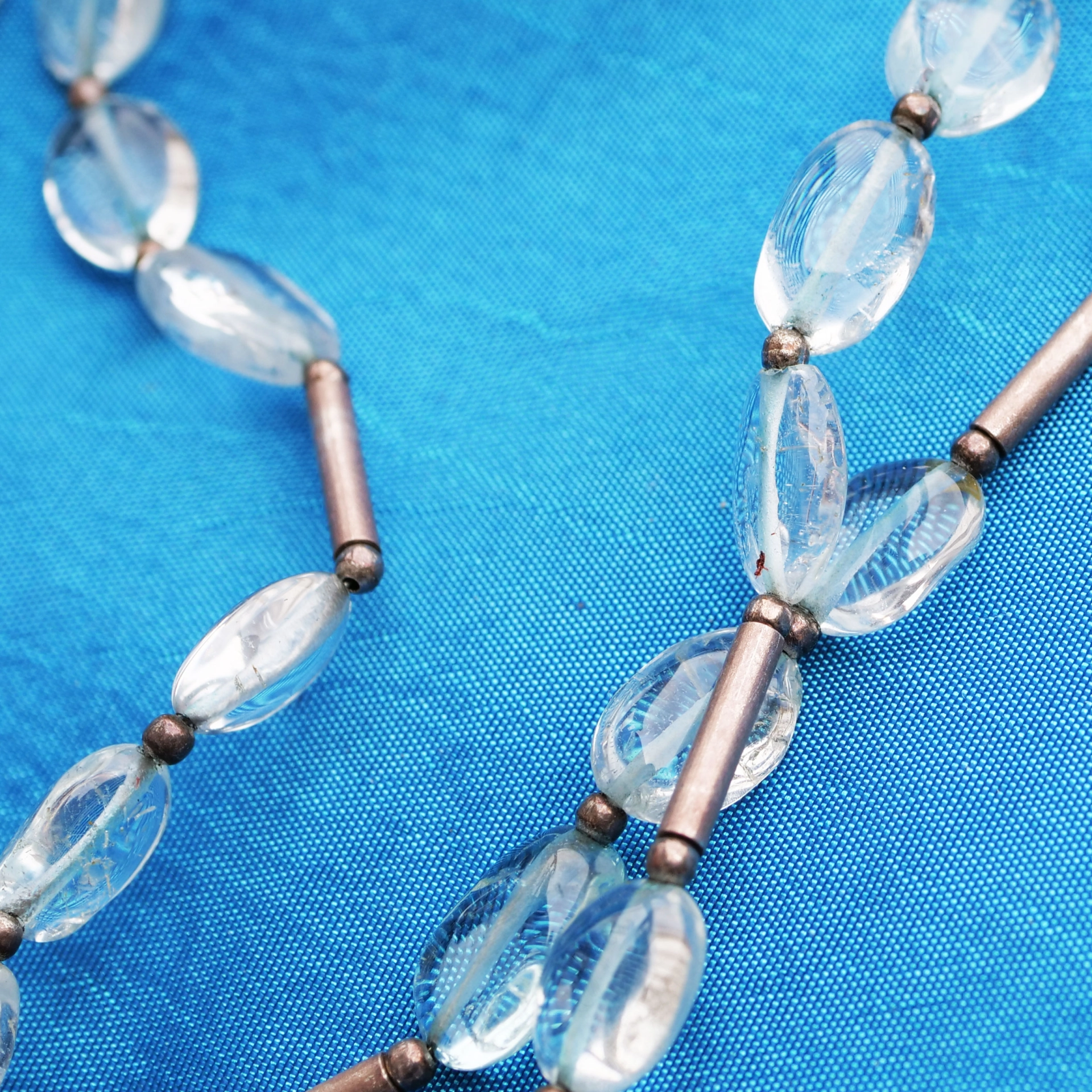 Waterblue Aquamarin Necklace with 925 silver Elements individual composed