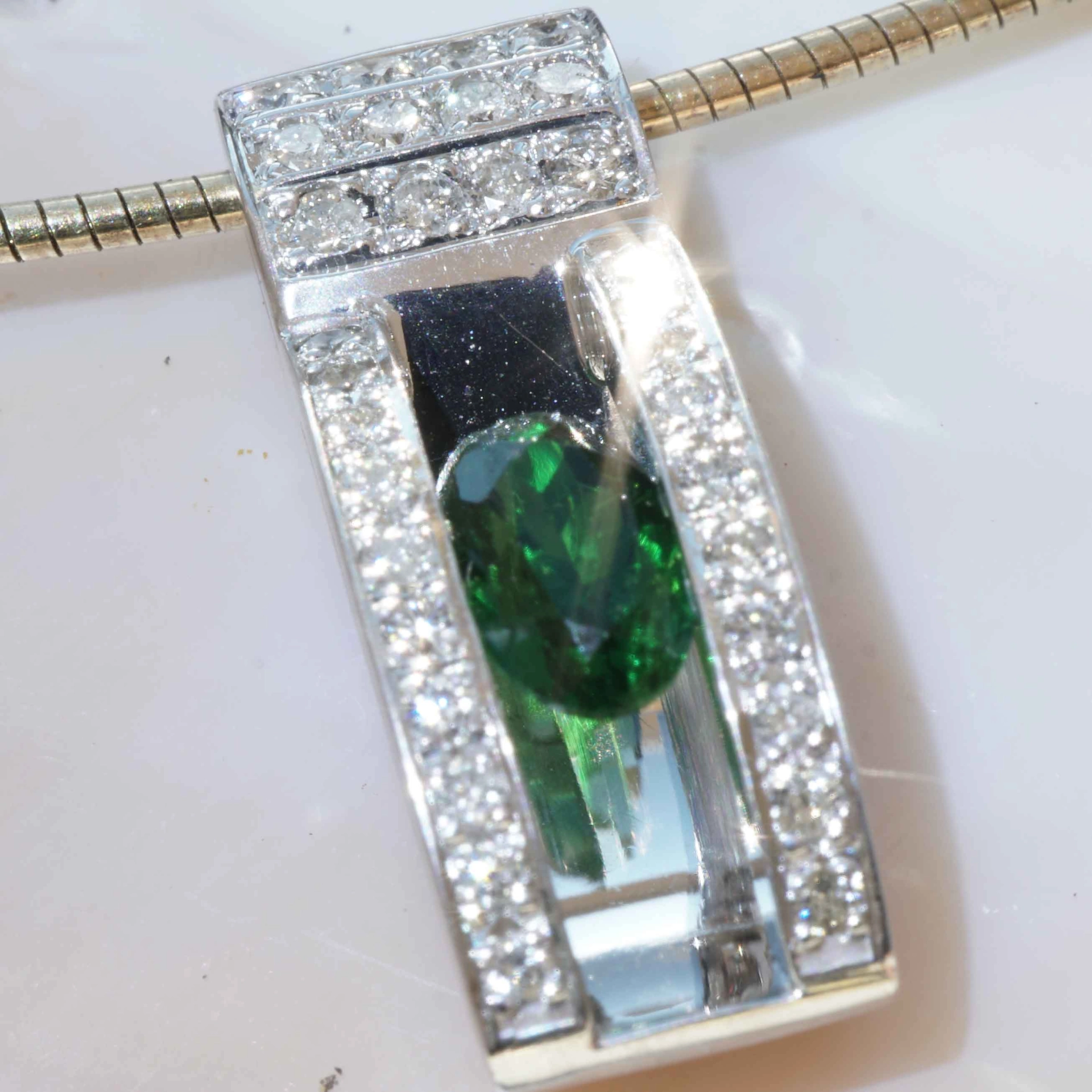 Tsavorite Brilliant Pendant 0.60 ct 0.30 ct 18kt White Gold...a newcomer Gem