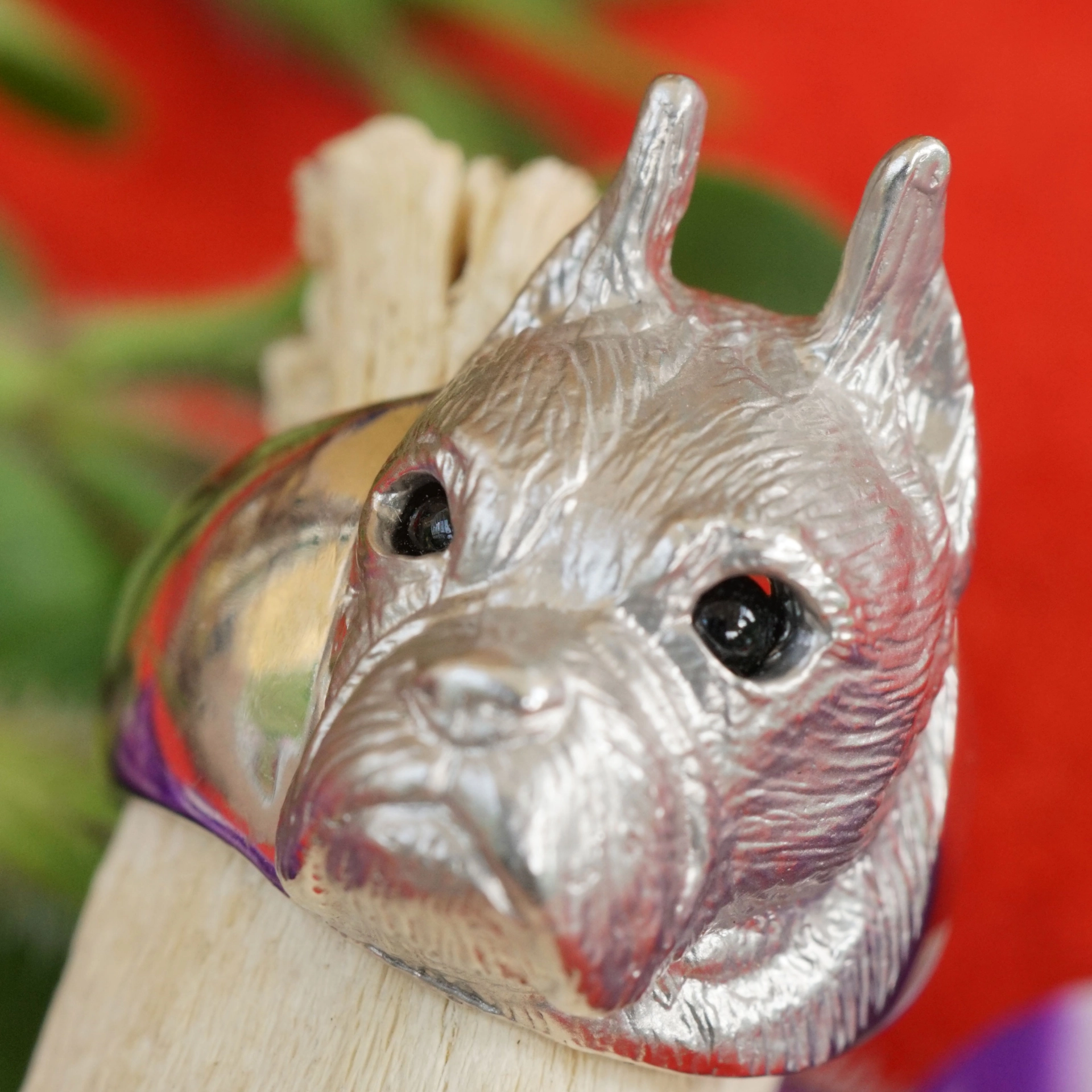 Animal Motif Ring...so cute, a Boxer Dog Head 14 kt White Gold