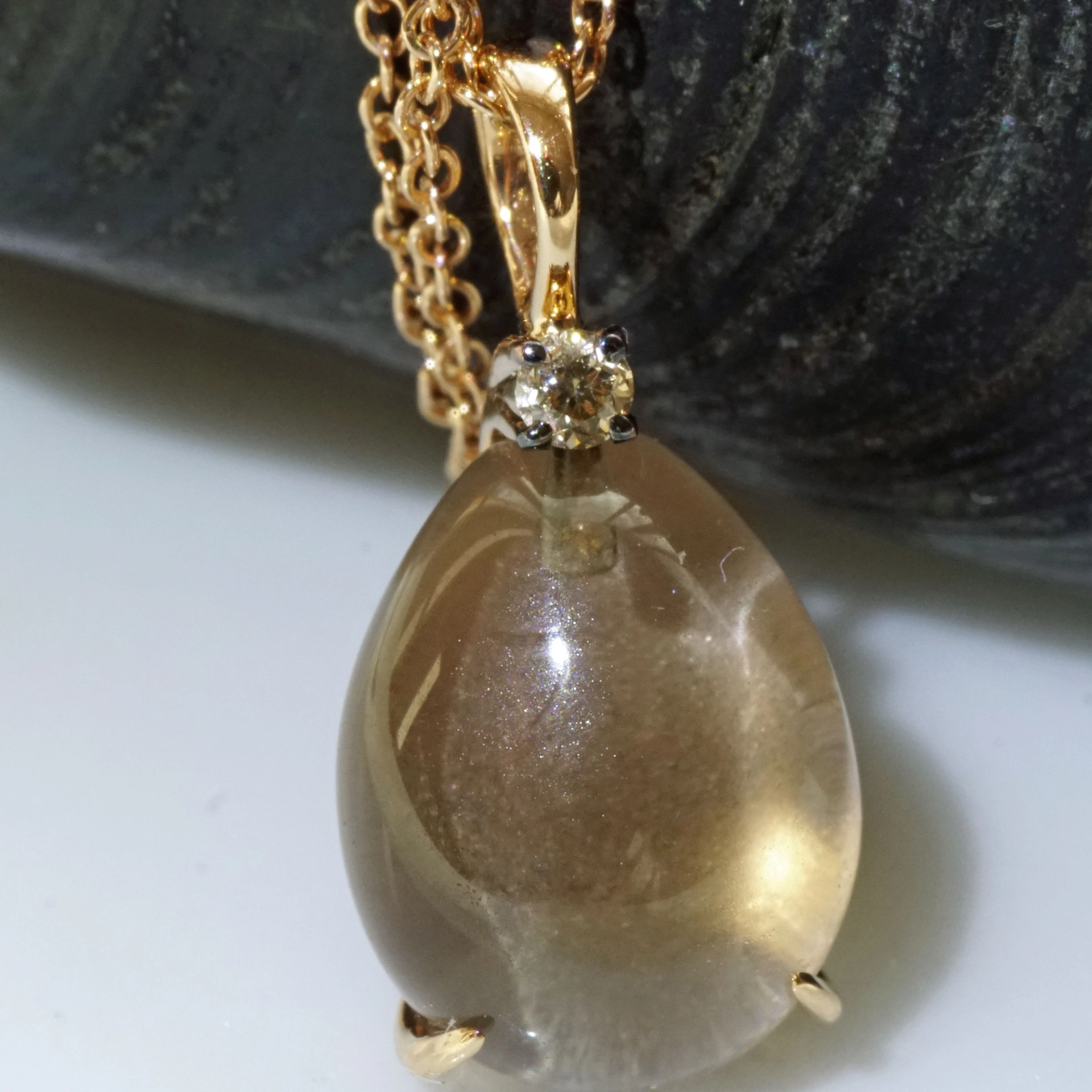 Drop Pendant...soo sweet...with smokeyquartz and brown diamond...made in Italy