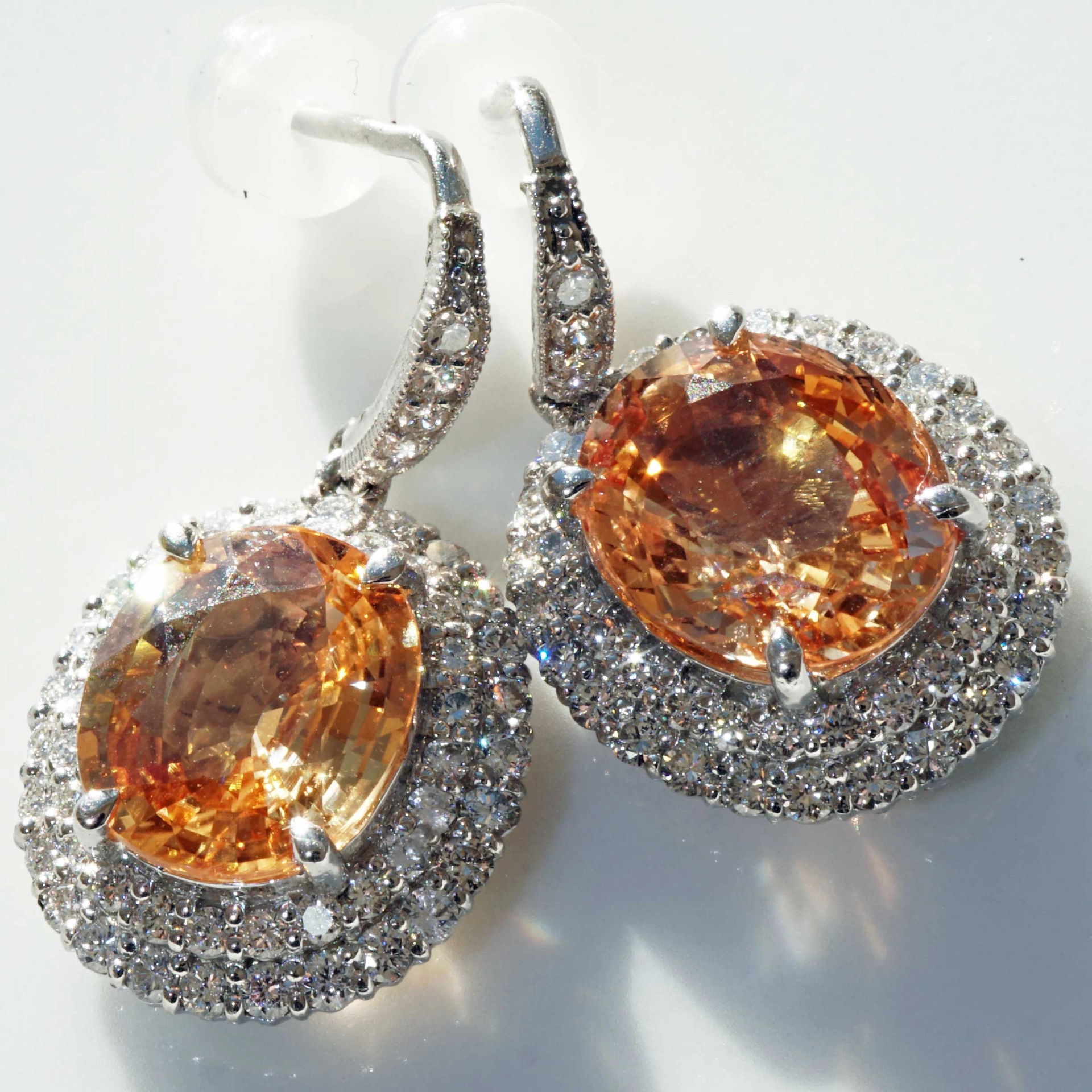 Saphire Brilliant Earrings 900 Platinum orange-pink 7.14 ct......incredible Color