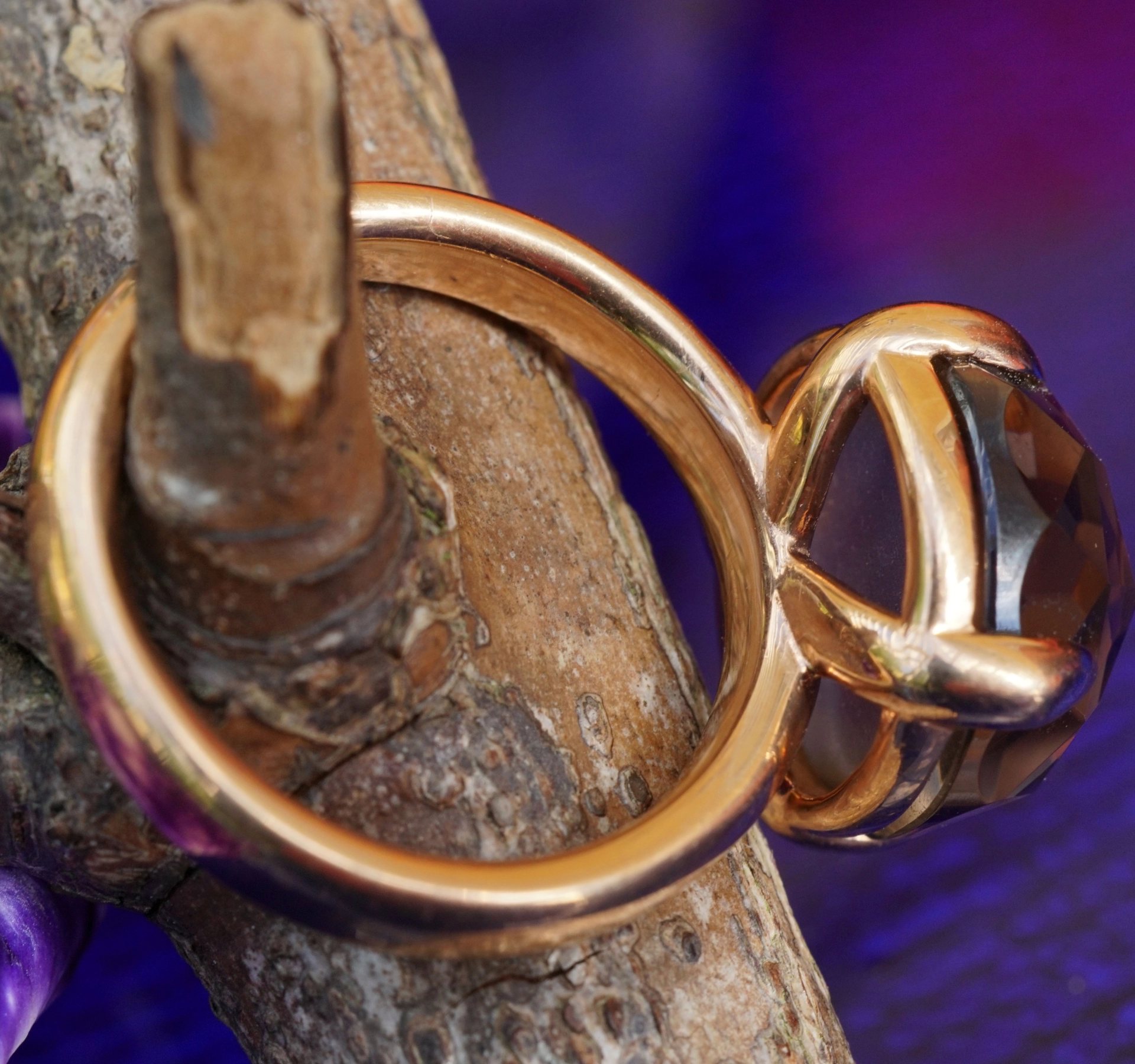 Chilango Ring 925 Silver rose gold plated Smoky Quartz 