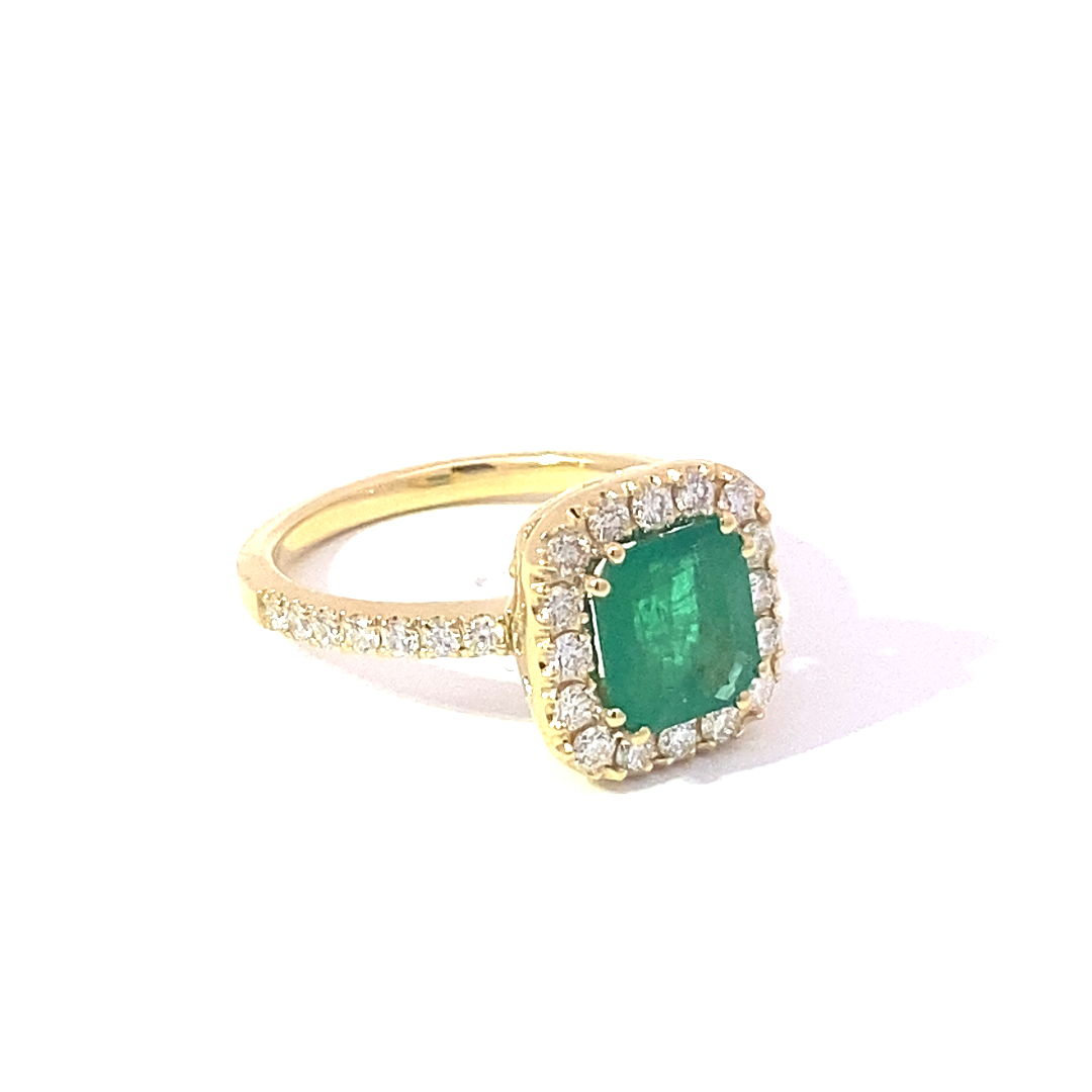 Emerald Brilliant-Cut Ring 1,532 ct / 0.55 ct 750 Yellow Gold – King of Gemstones