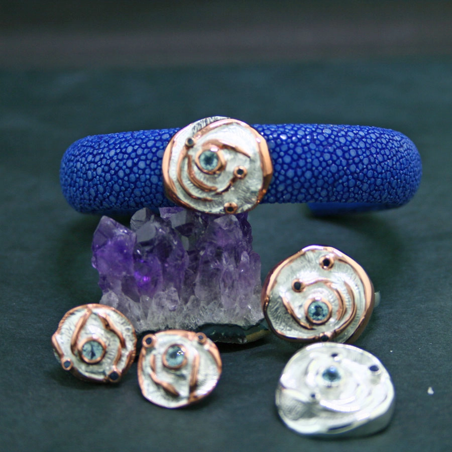 Topaz Saphire Pendant with Ring Silver 925er