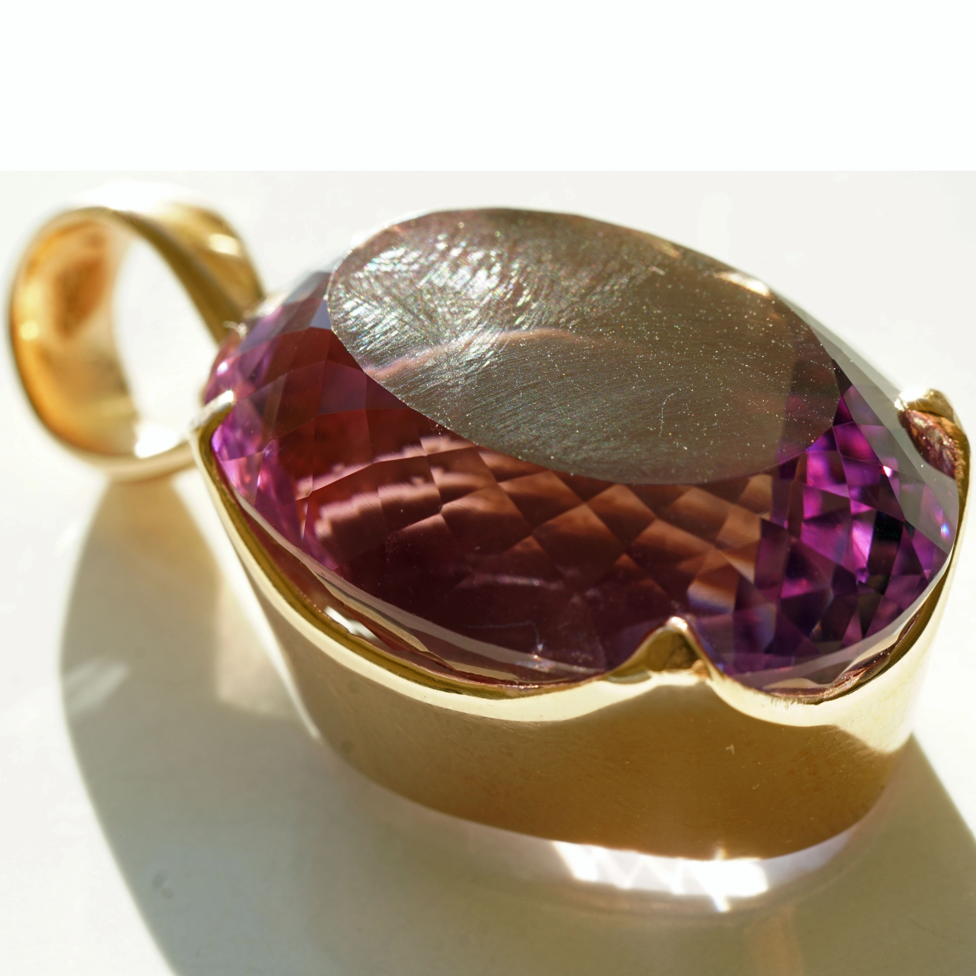 Amethyst Anhänger 925er Silber rosevergoldet 67 ct XXL Größe 48 x 24 mm