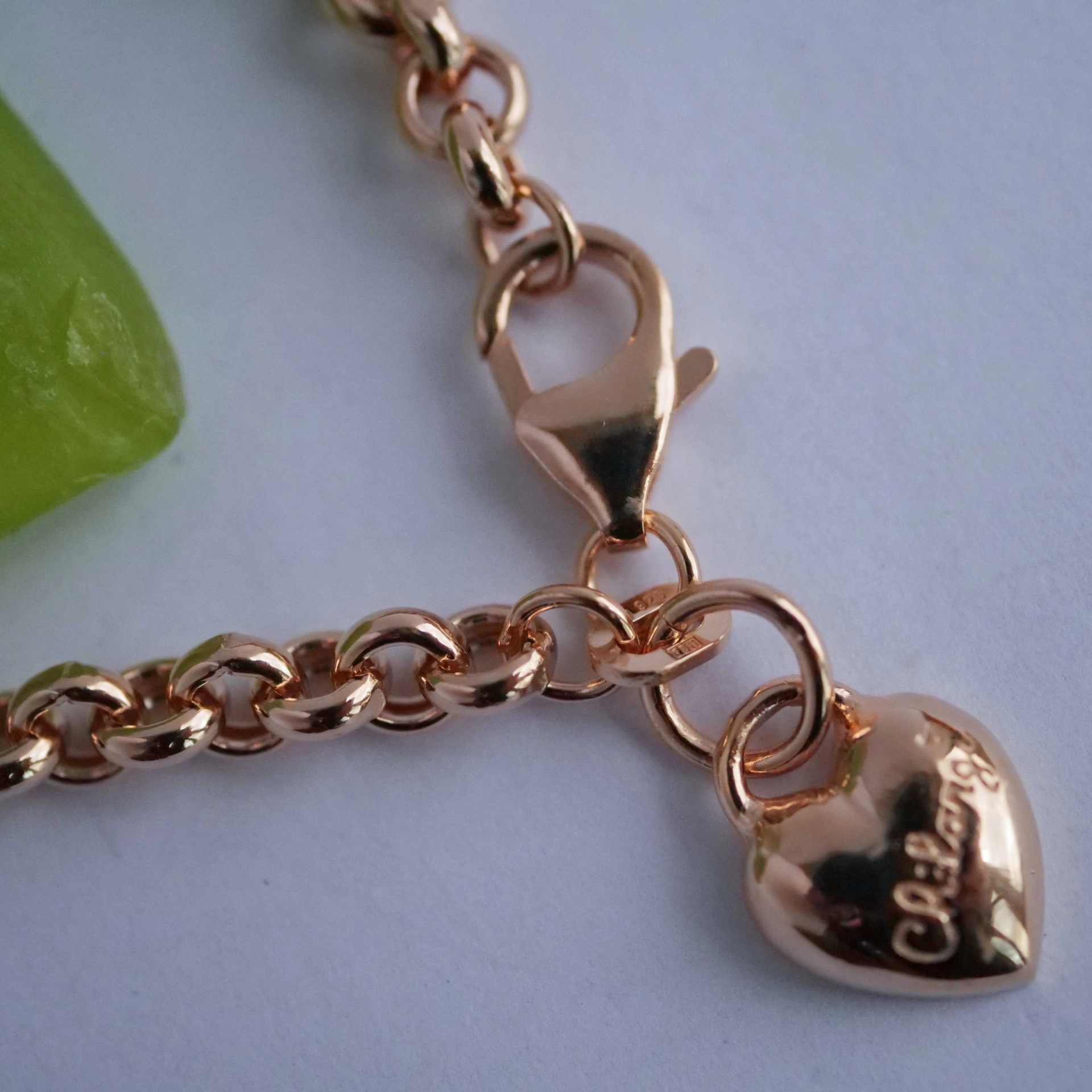 Chilango 5 mm Rollo Chain in 45 cm 925 silver 18kt rose gold plated