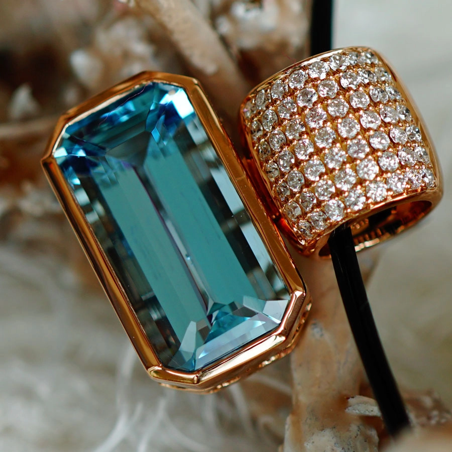 Aquamarin Brillant Anhänger 750er Rosegold 5.53 ct