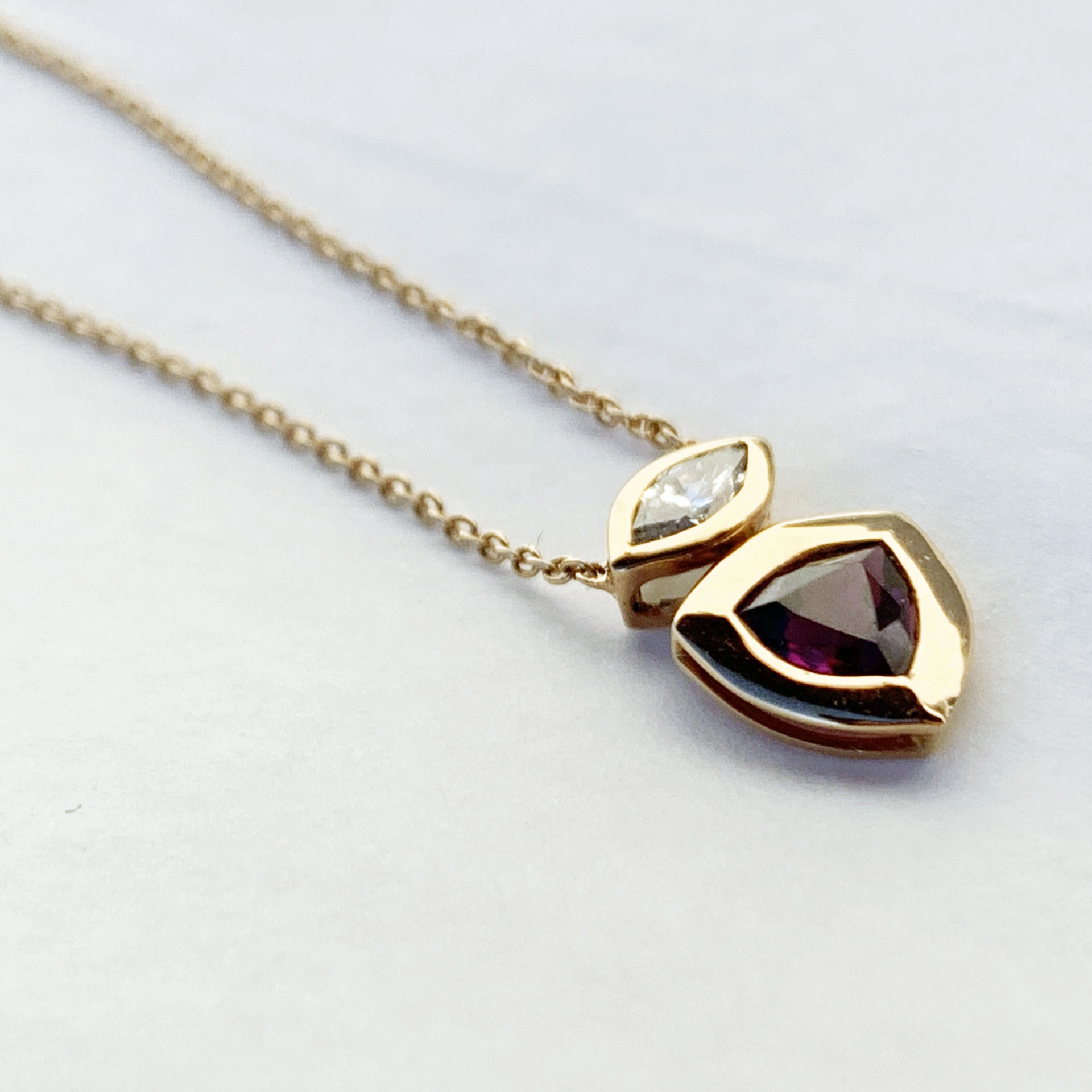 Turmalin Diamant Collier 0.56 ct 0.19 ct TW VVS2 750er Rosegold feinste Qualität