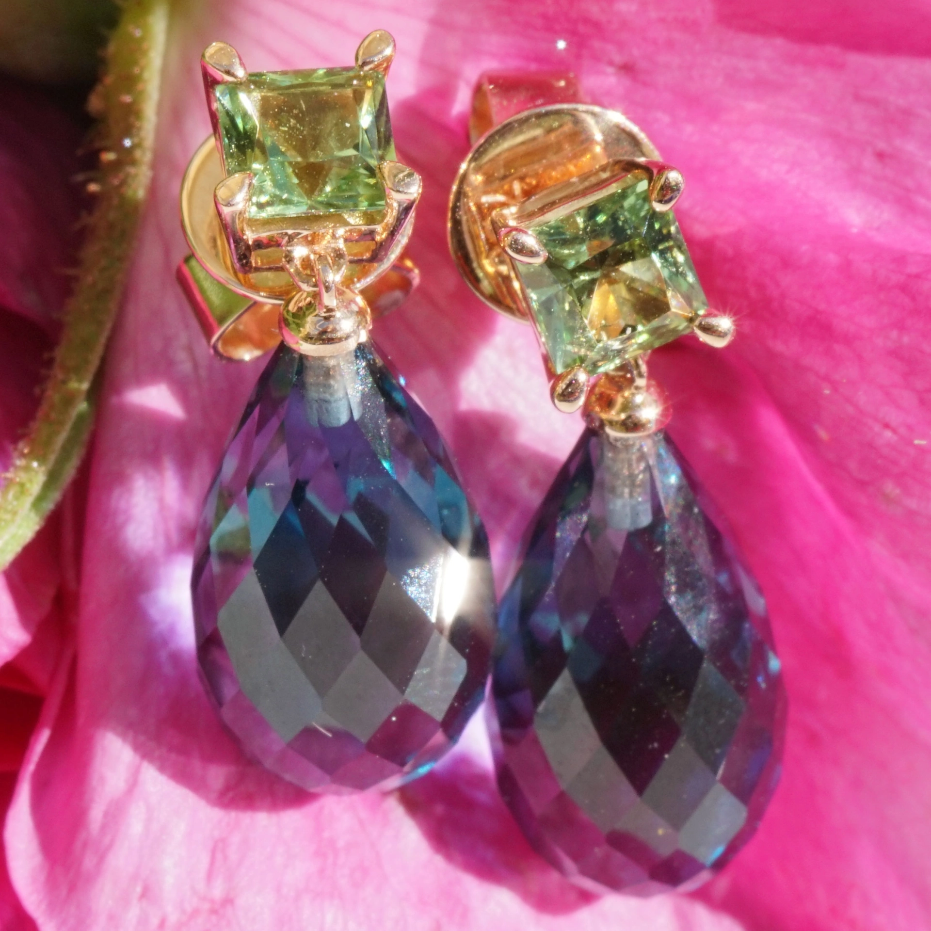 Ohrstecker Blautopas Peridot 750er Rosegold GREAT WE CELEBRATE COLORS