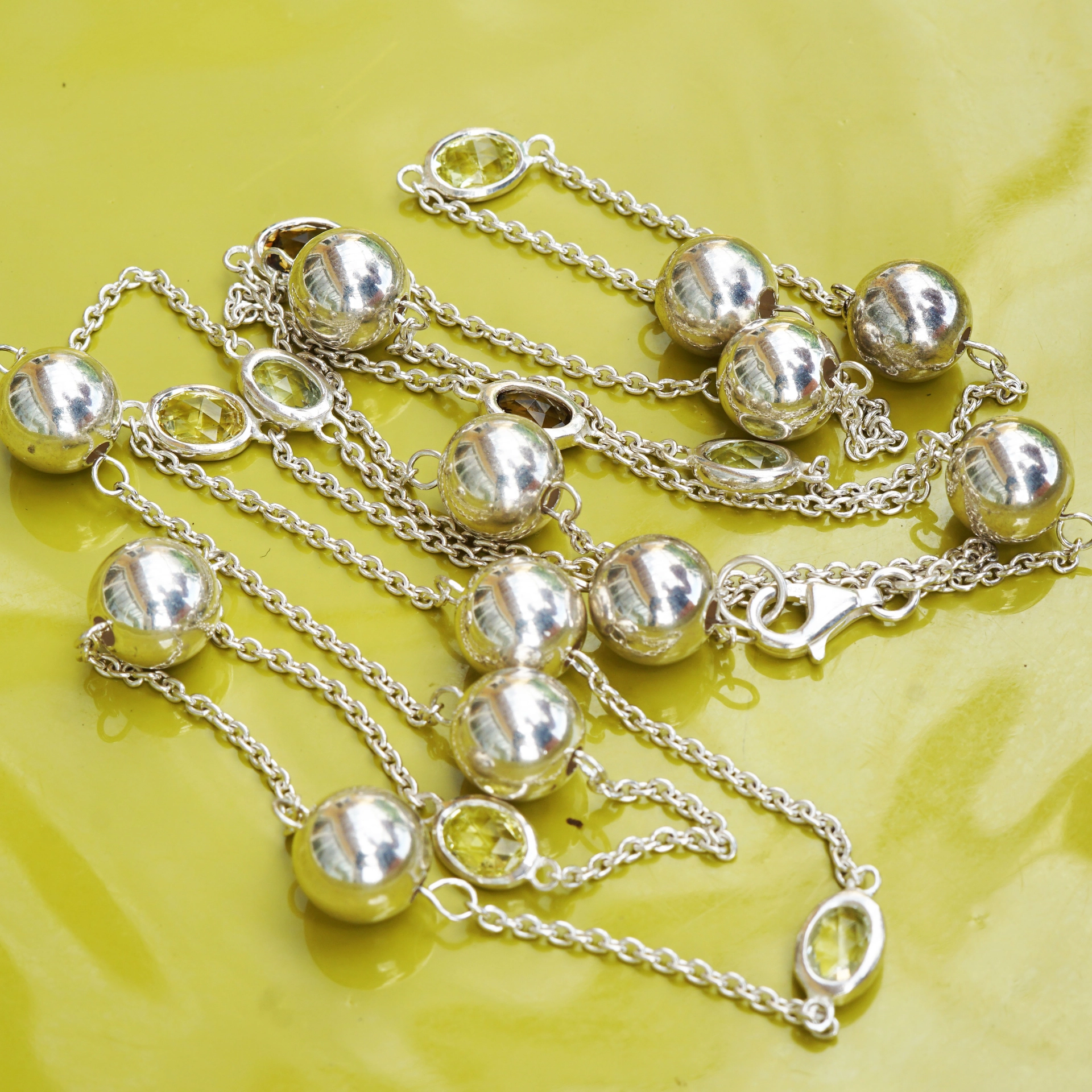 Chilango Kette Out of Nature 925er Silber 100 cm Citrin Rauchquarz Topase