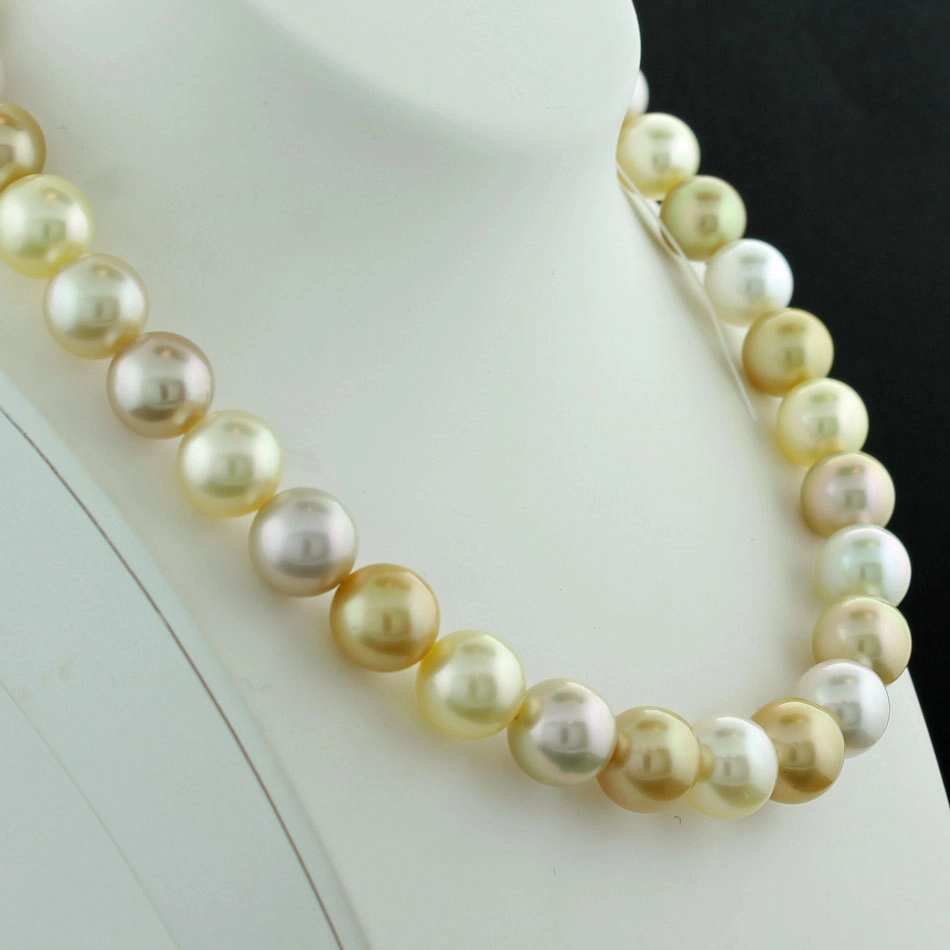 SÜDSEE Zuchtperl Collier AAA+ PASTELL NATURFARBE 11,1-10 mm