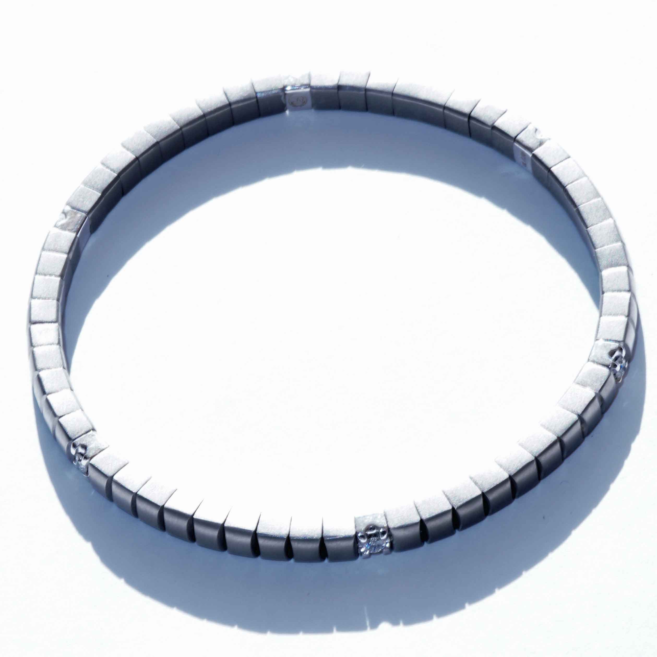 Unisex Tennis Flex Bracelet Titanium grey  0.30 ct Brilliants 18 kt Whitegold by Silhouette Schmuck Bentner