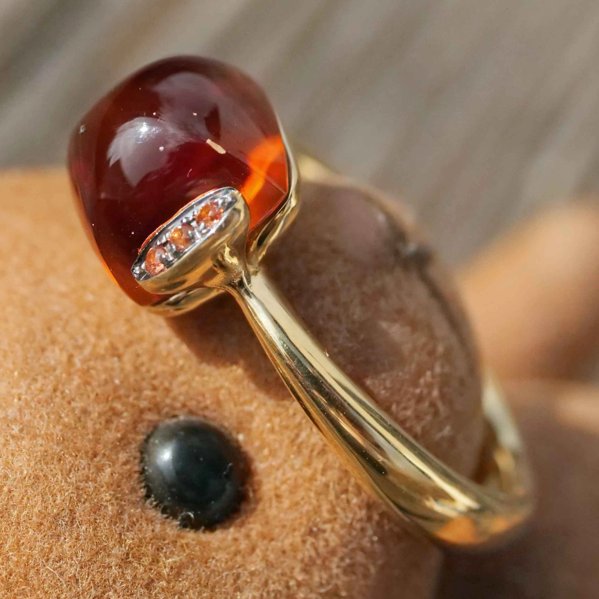 Citrine Saphire Ring 750 Yellow Gold Sweety Combination Ring Simply Casual