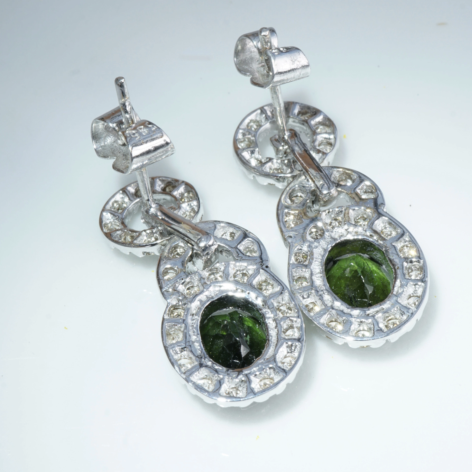 Tourmaline Brilliant Earrings 14 kt White Gold...splendor Earrings