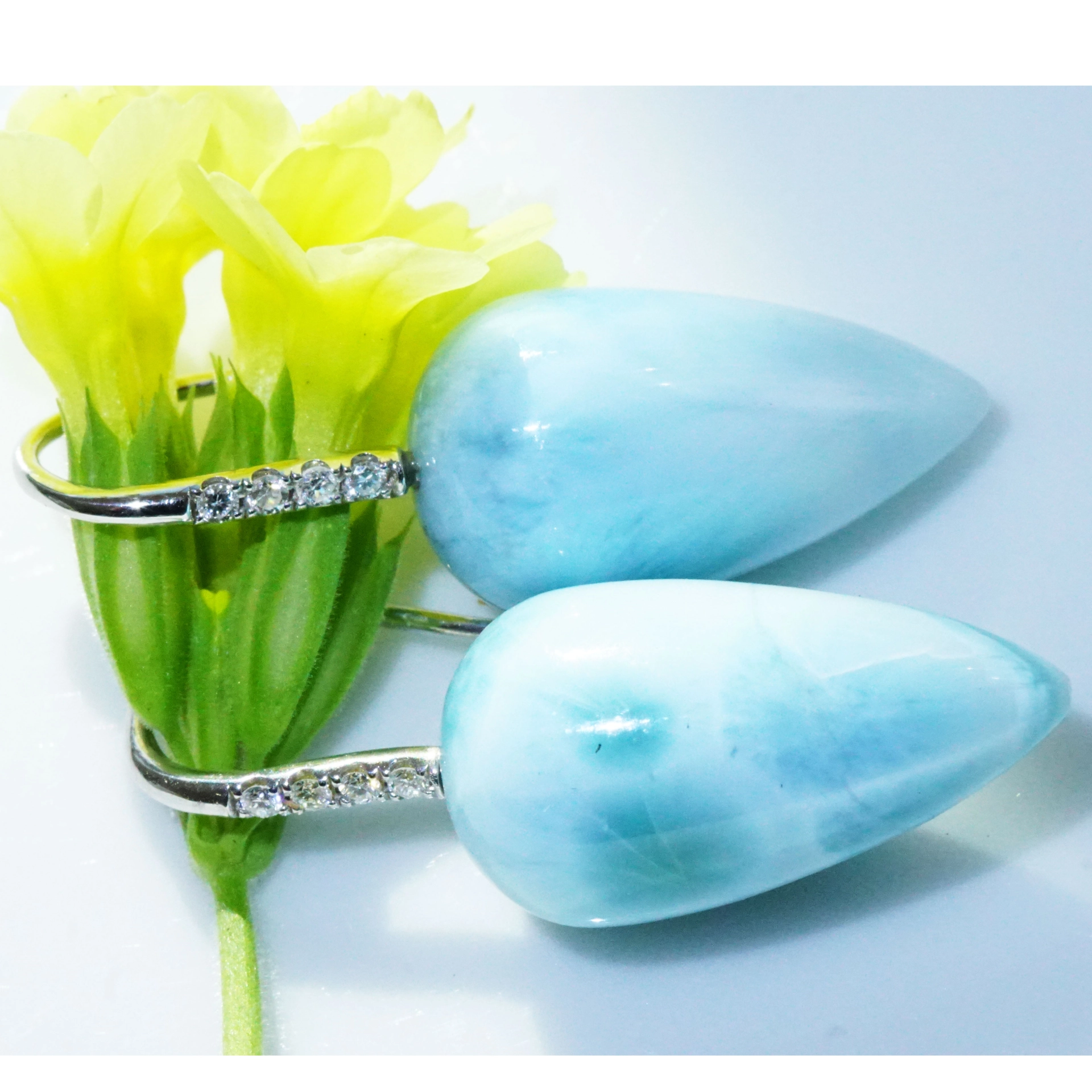 Larimar Brilliant Earring 18 kt White Gold Caribic Feeling