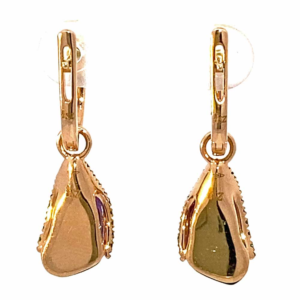 Amethyst Tsavorith Dangle Earrings 750 Rose Gold Fancy Special 5.5 ct 0.79 ct
