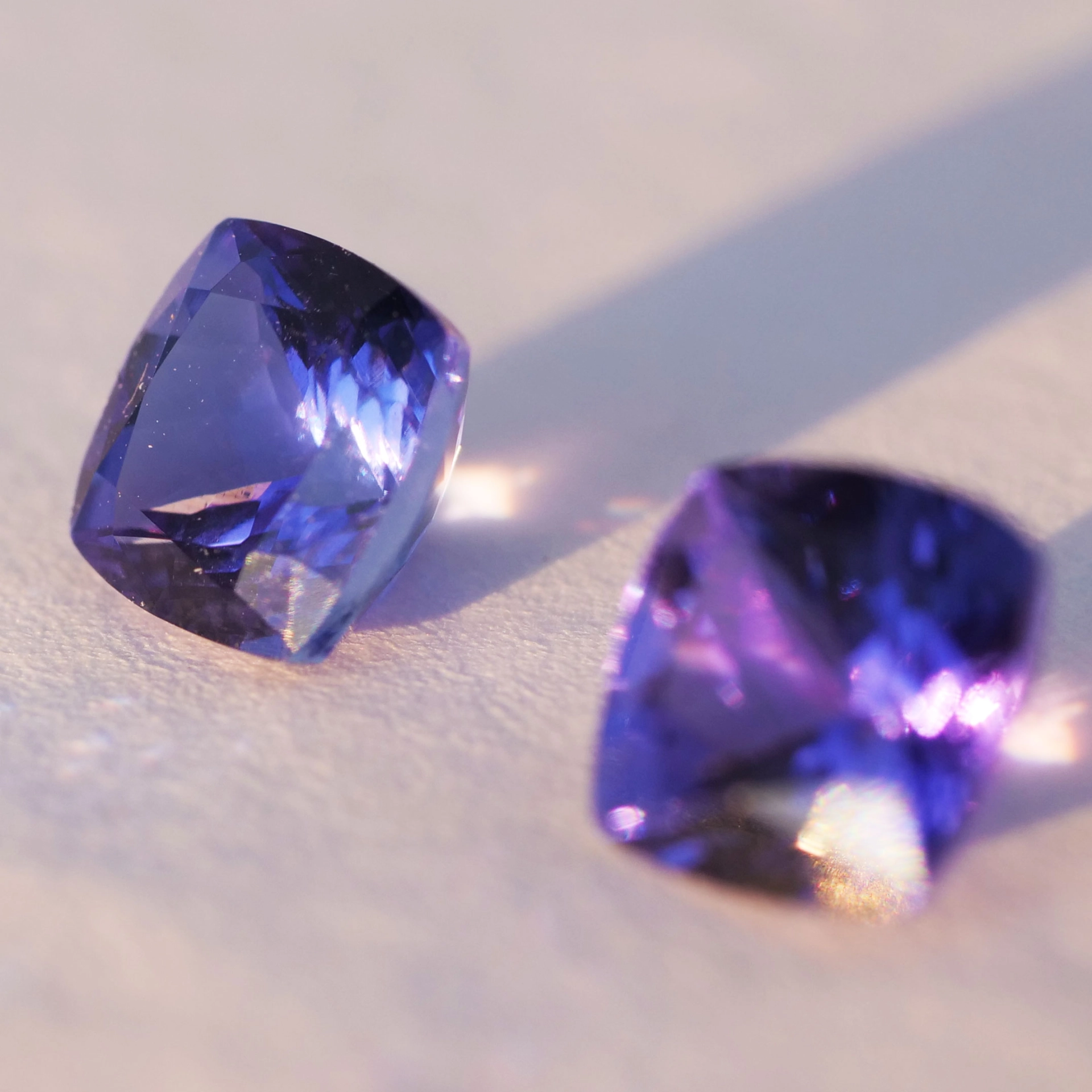 Tanzanite Pair Squares Total 3 Ct AAA+ Cut Very Good Create Earrings