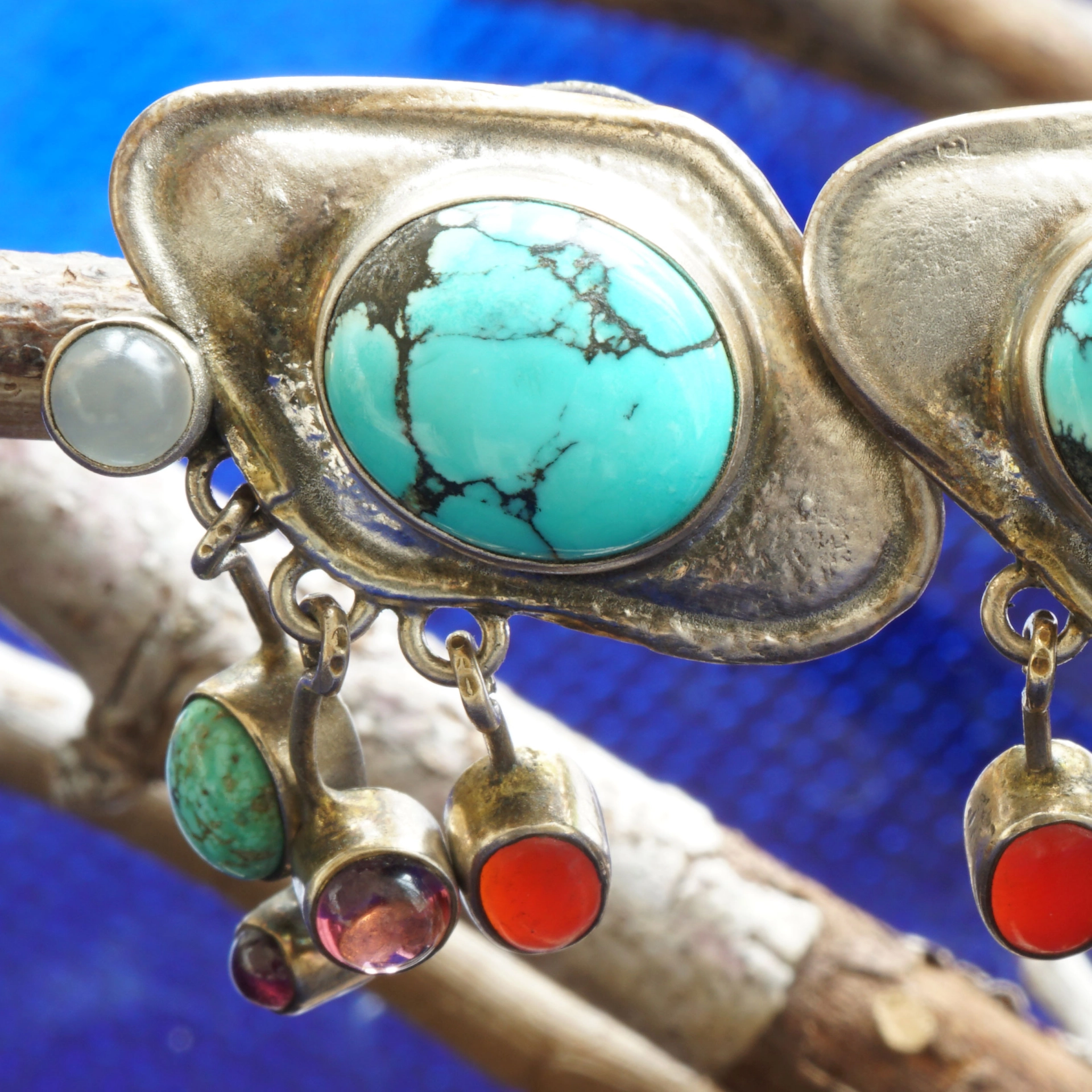 Turquoise Gem Ear Studs Silver.....indian Summertime...