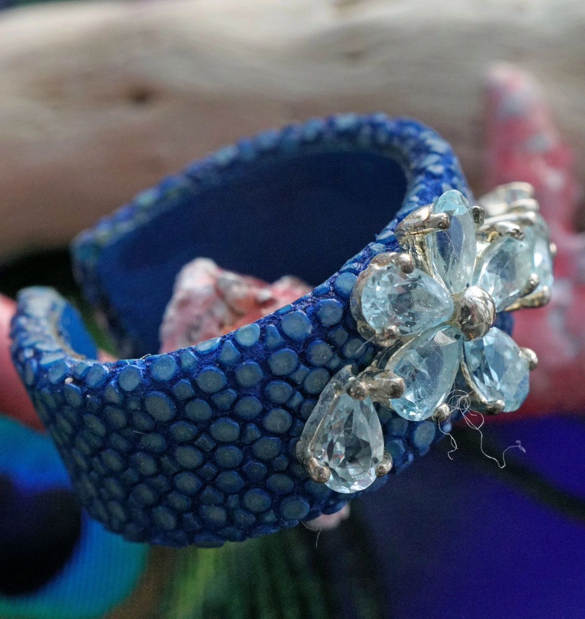 Topas Rochenleder Ring 925er Silber