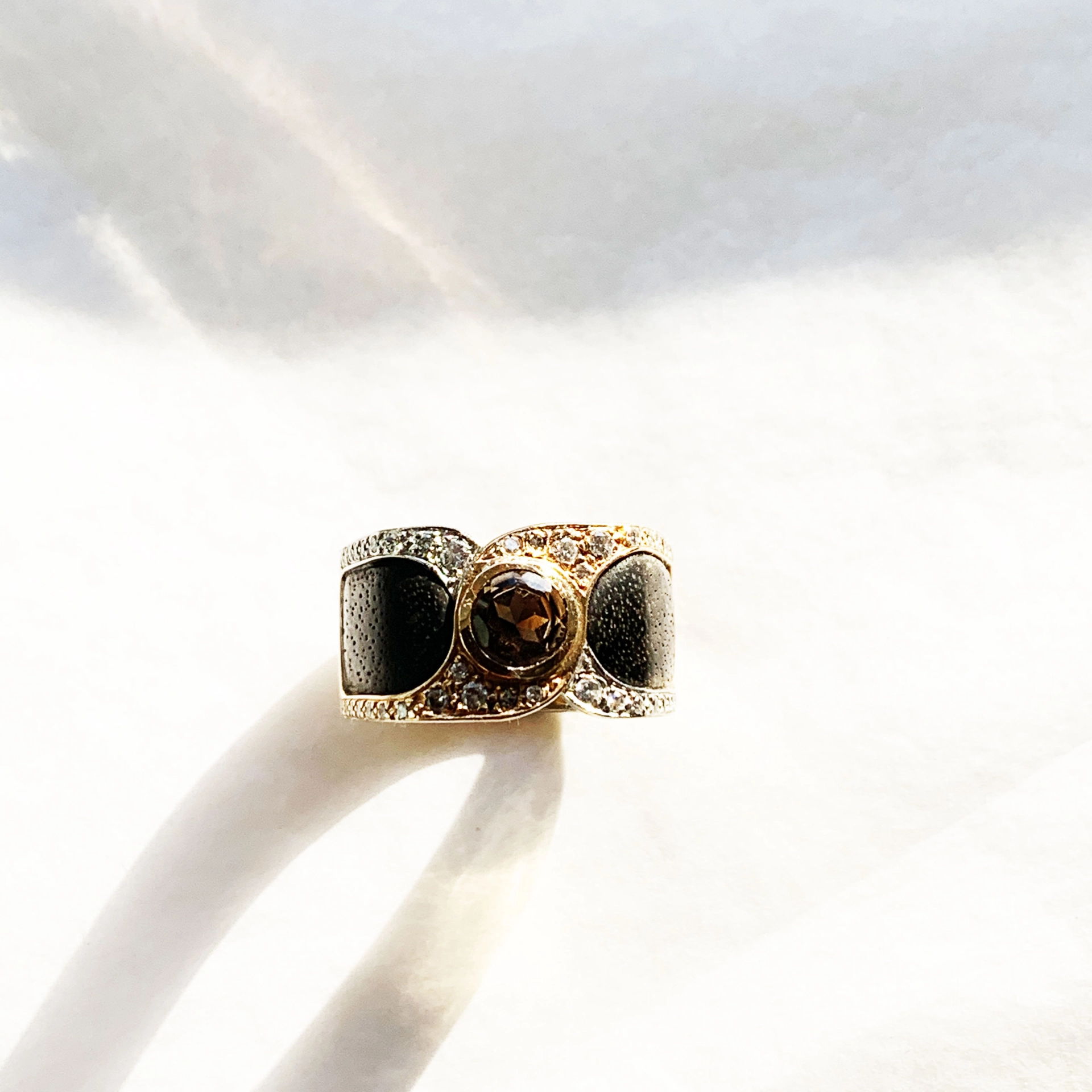 Goldsmith Hightlight..Ebony, Diamonds and Smokeyquartz...18kt Gold