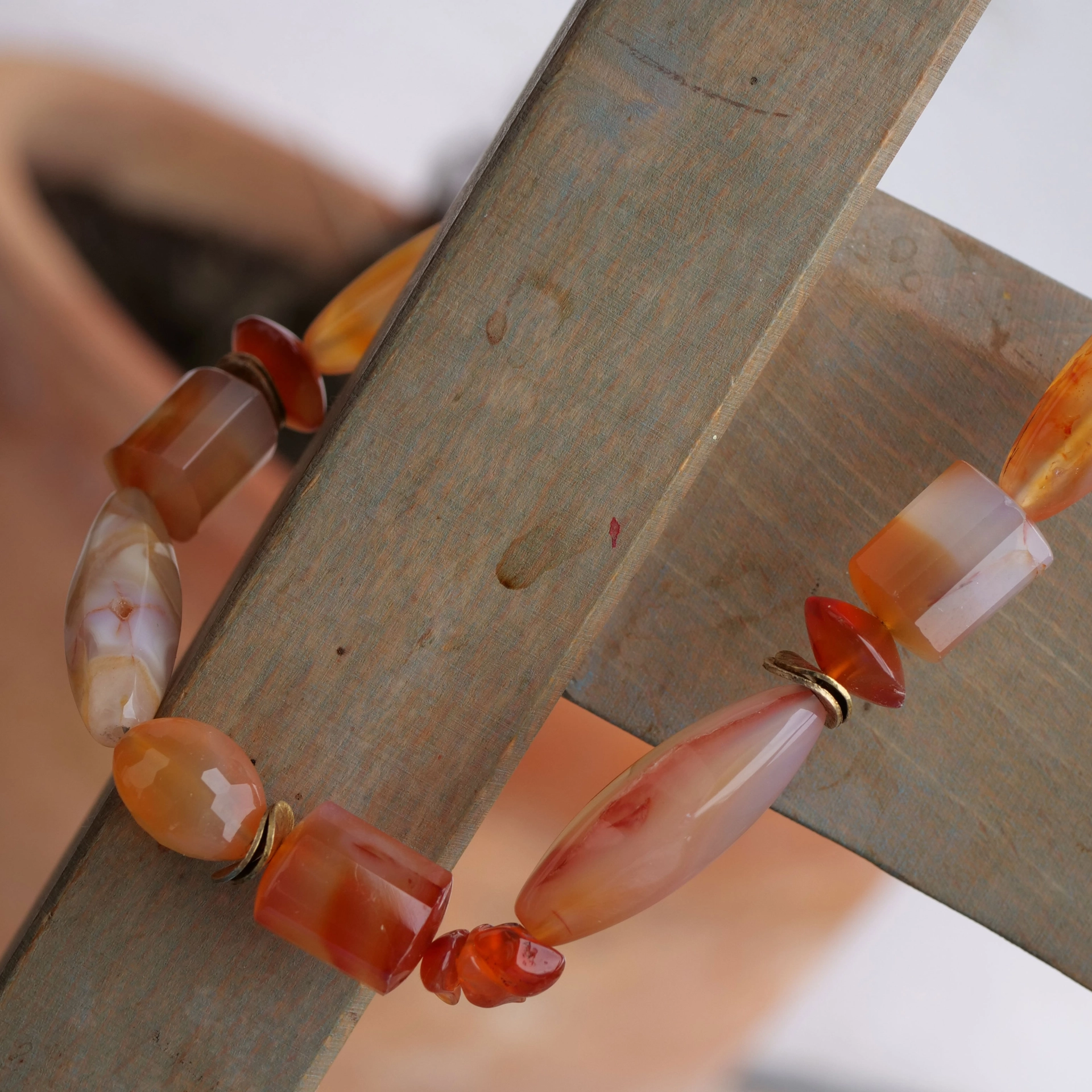 Carnelian Necklace, Bracelet and Earrings individually composed great color