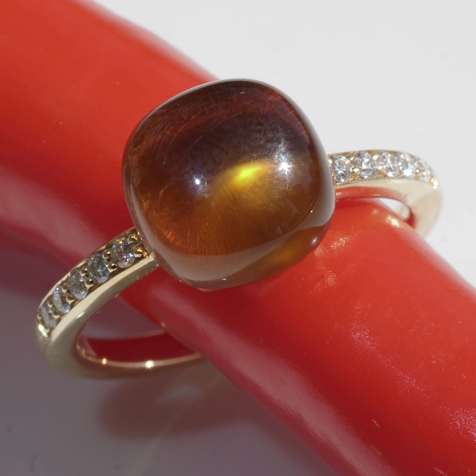 Citrine Brilliant Ring 18 kt Yellow Gold...perfekt floating Effect