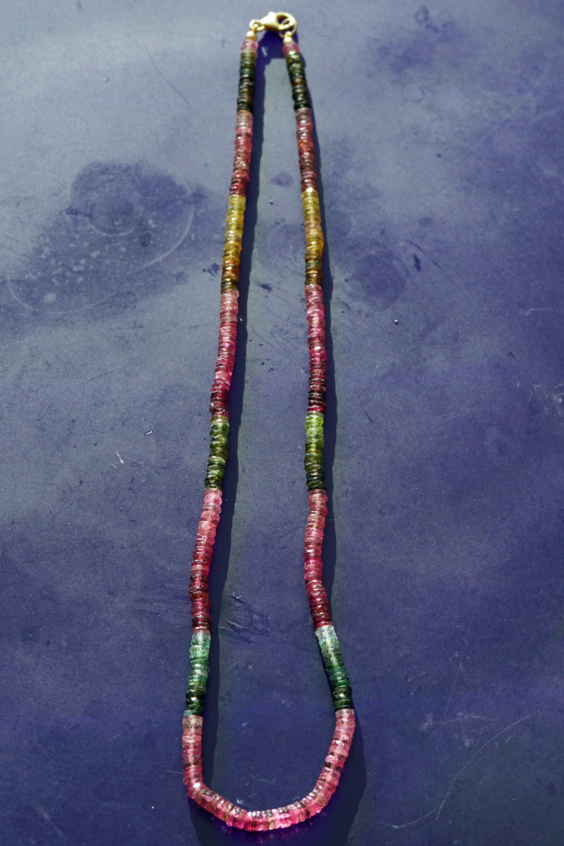 Tourmaline Necklace 585/14 kt Yellow gold ... the famous variety of Colors