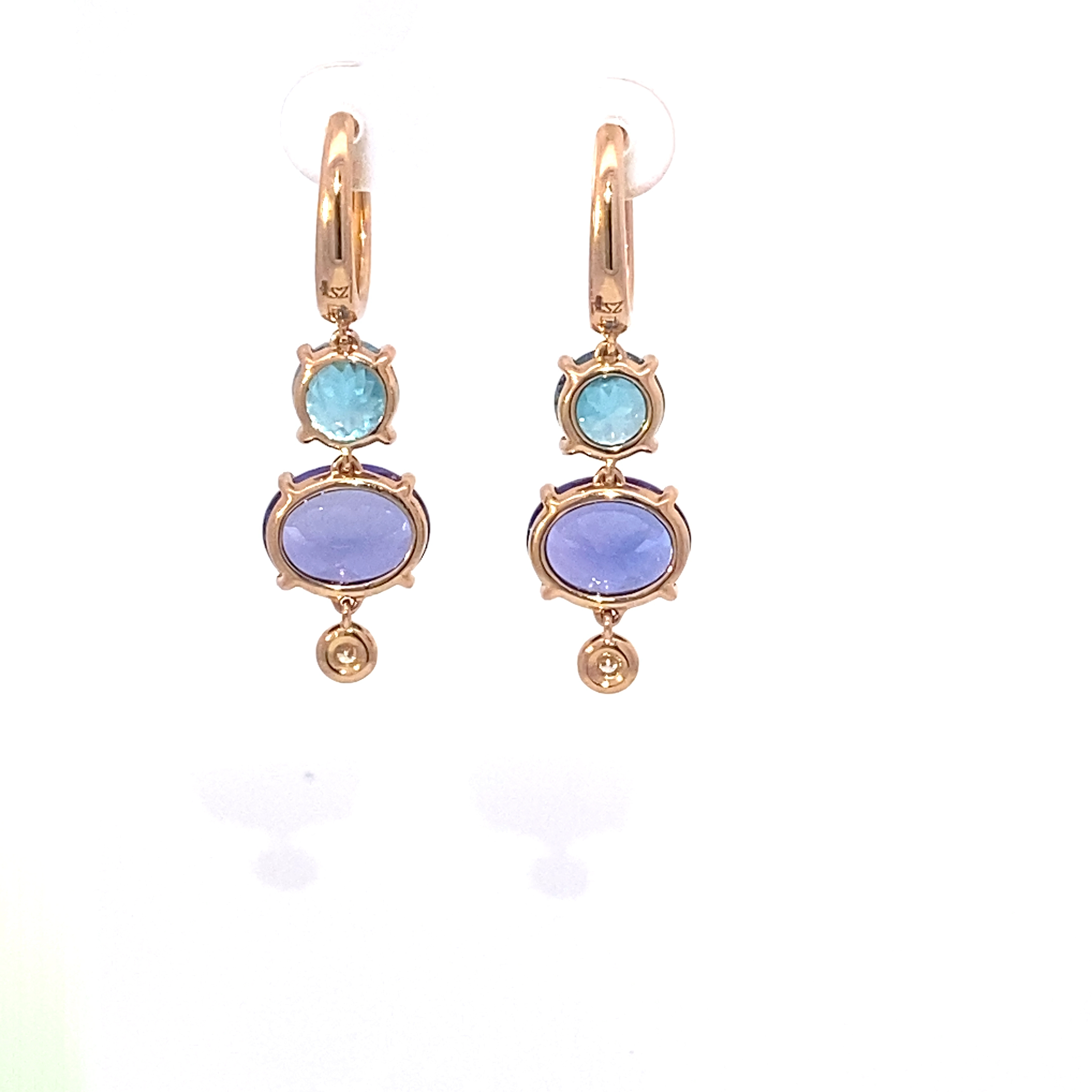 Tanzanite Zircon Brilliant Drop Earrings 750 Rose Gold... Bang colours 6.71 ct 4.84 ct 0.09 ct