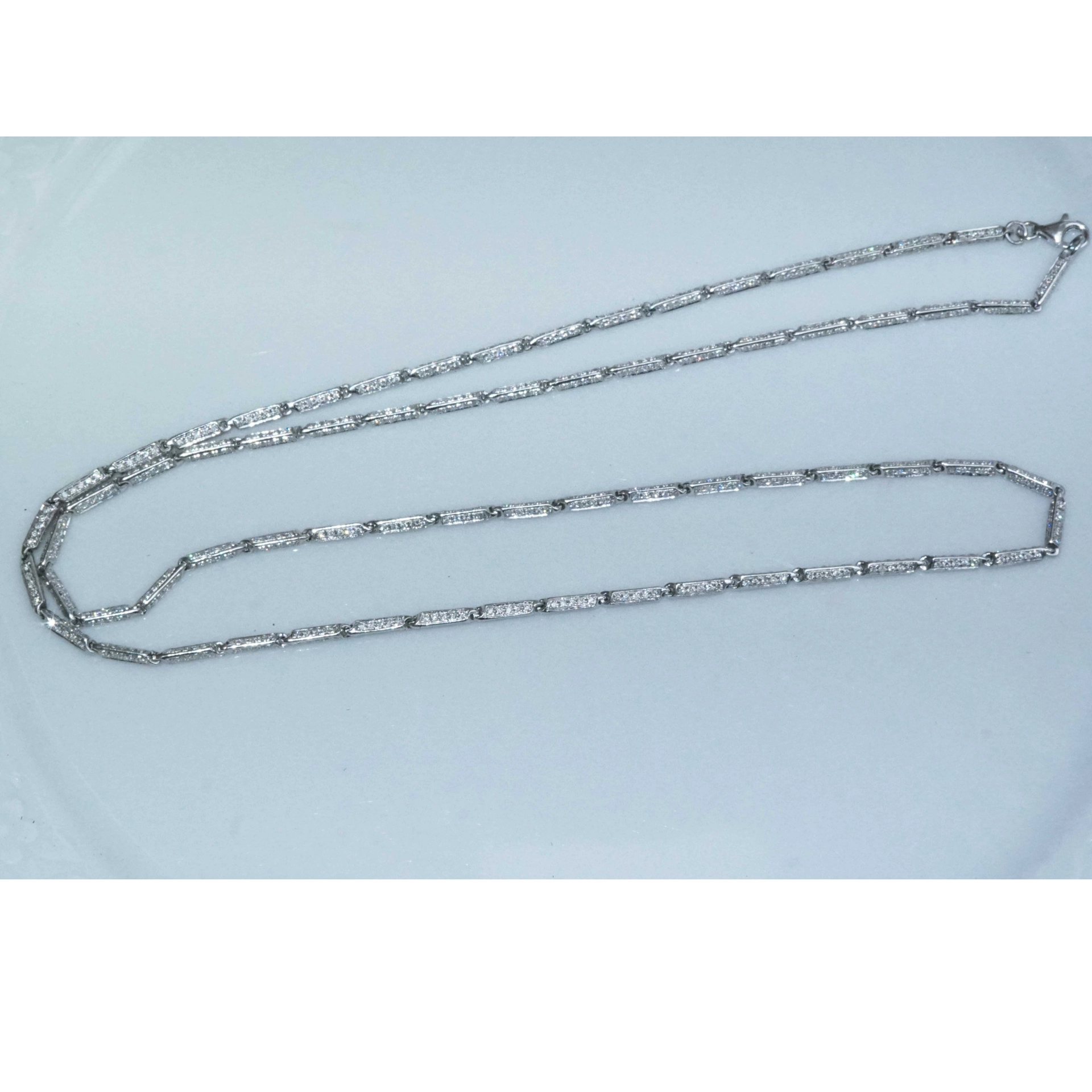 Brilliant Necklace 6.65 ct made with 1050 Diamonds 18 kt White Gold..Opera Lenght with 70 cm