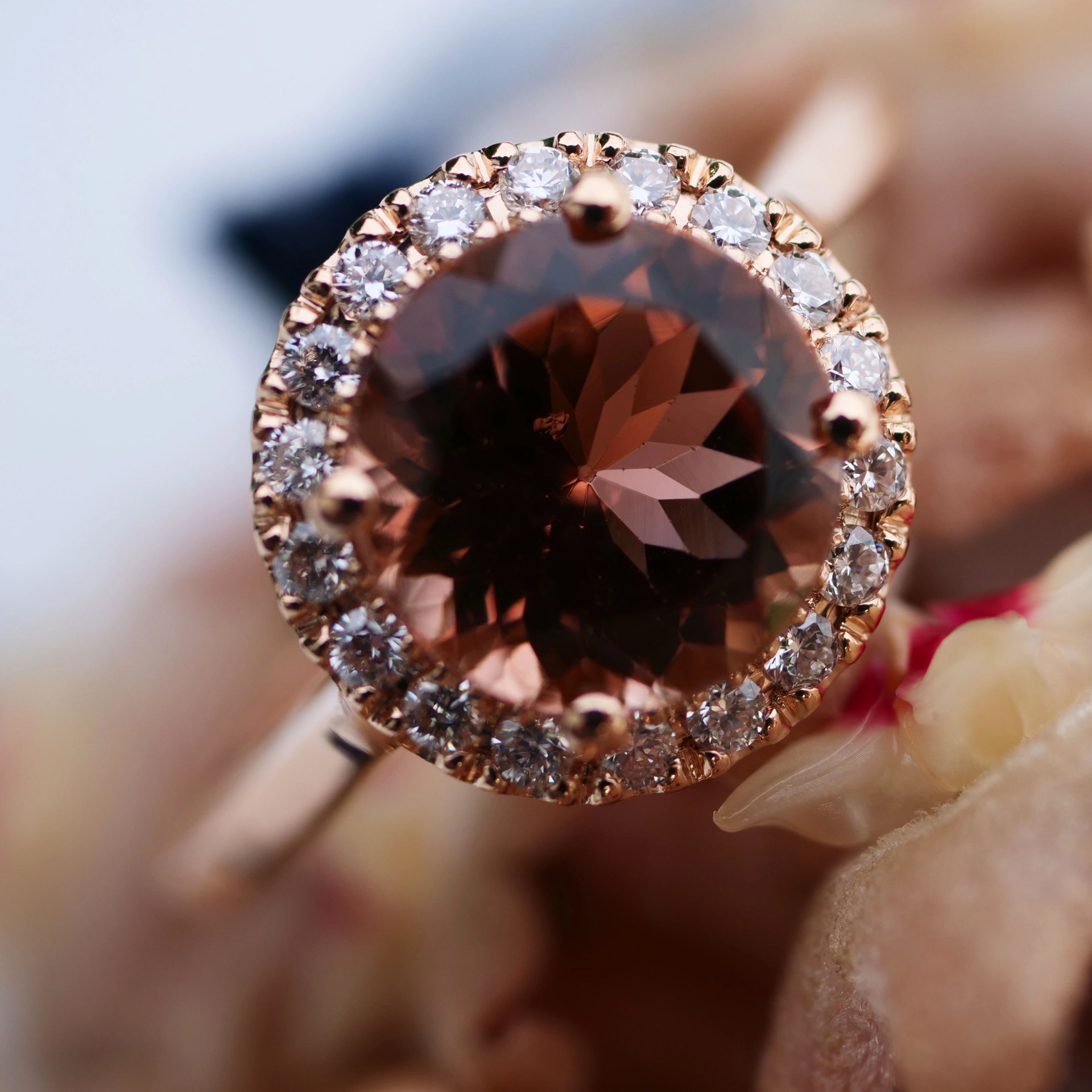 Turmalin Ring 18 kt Rosegold made in Valenza Springcolors