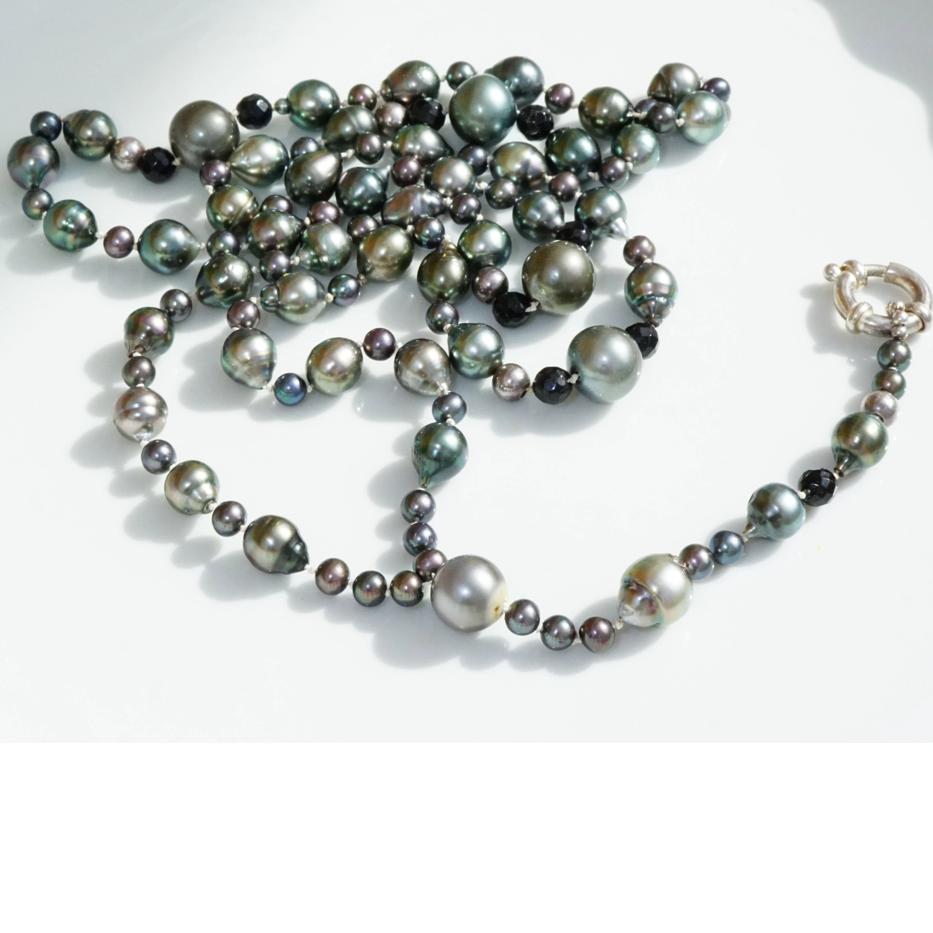 Phenomenal Tahiti Pearl Chain to "wear long" with pendant possible 925 sterling silver spring ring